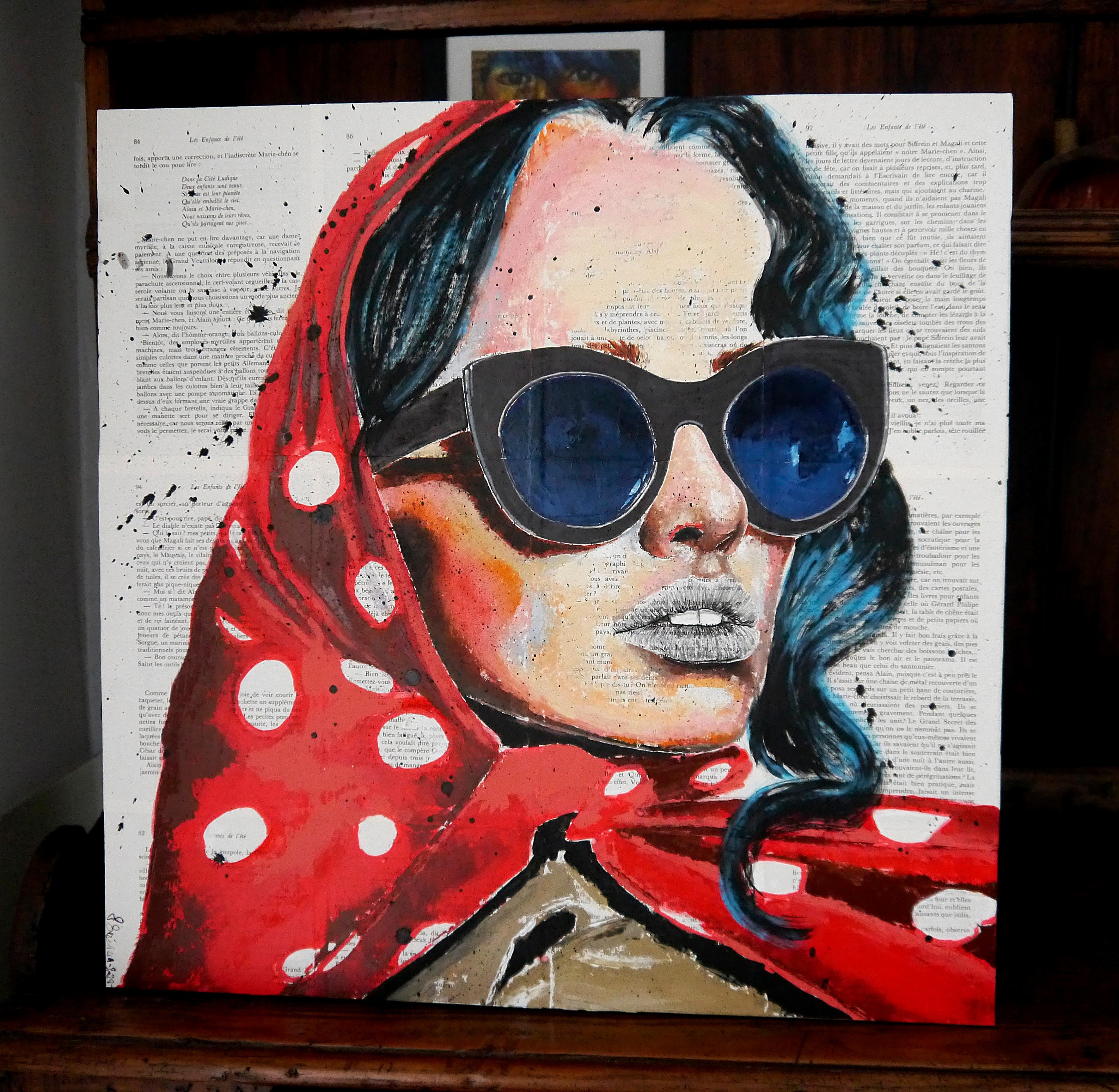 Portrait of a woman with sunglasses and headscarf.

Technique: oil, acrylic, ink  on old book pages on wooden frame 55x55cm / 21,6x21,6inch

》》R E A D Y -- T O -- H A N G《《


❶ → Original signed work. Certificate of authenticity included.

❷ →