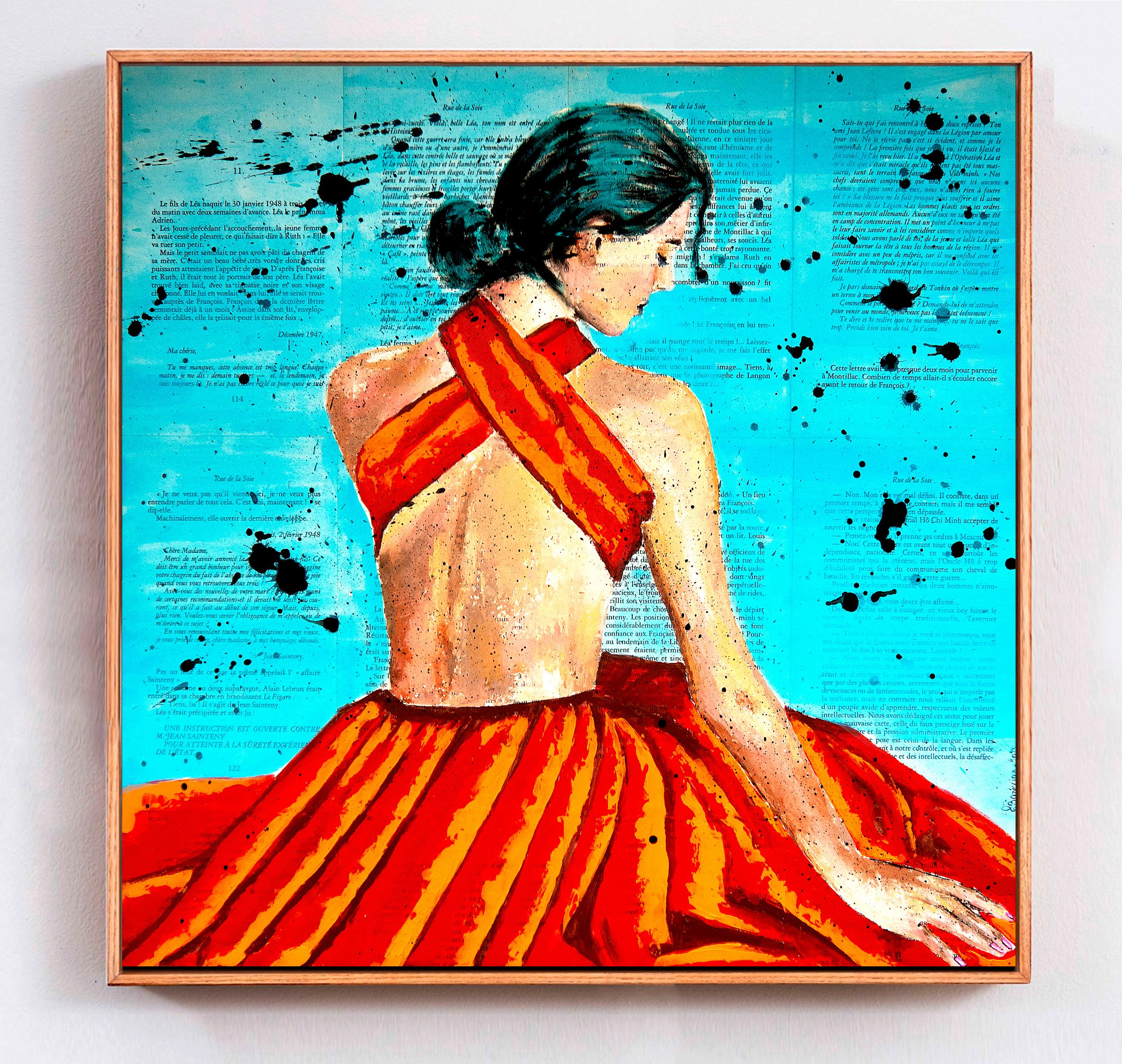 Scuola Francese - Ritratto PS 216 La Robe Oriflamme (Grande) Post Impressionista - Painting di Bazevian DelaCapuciniere