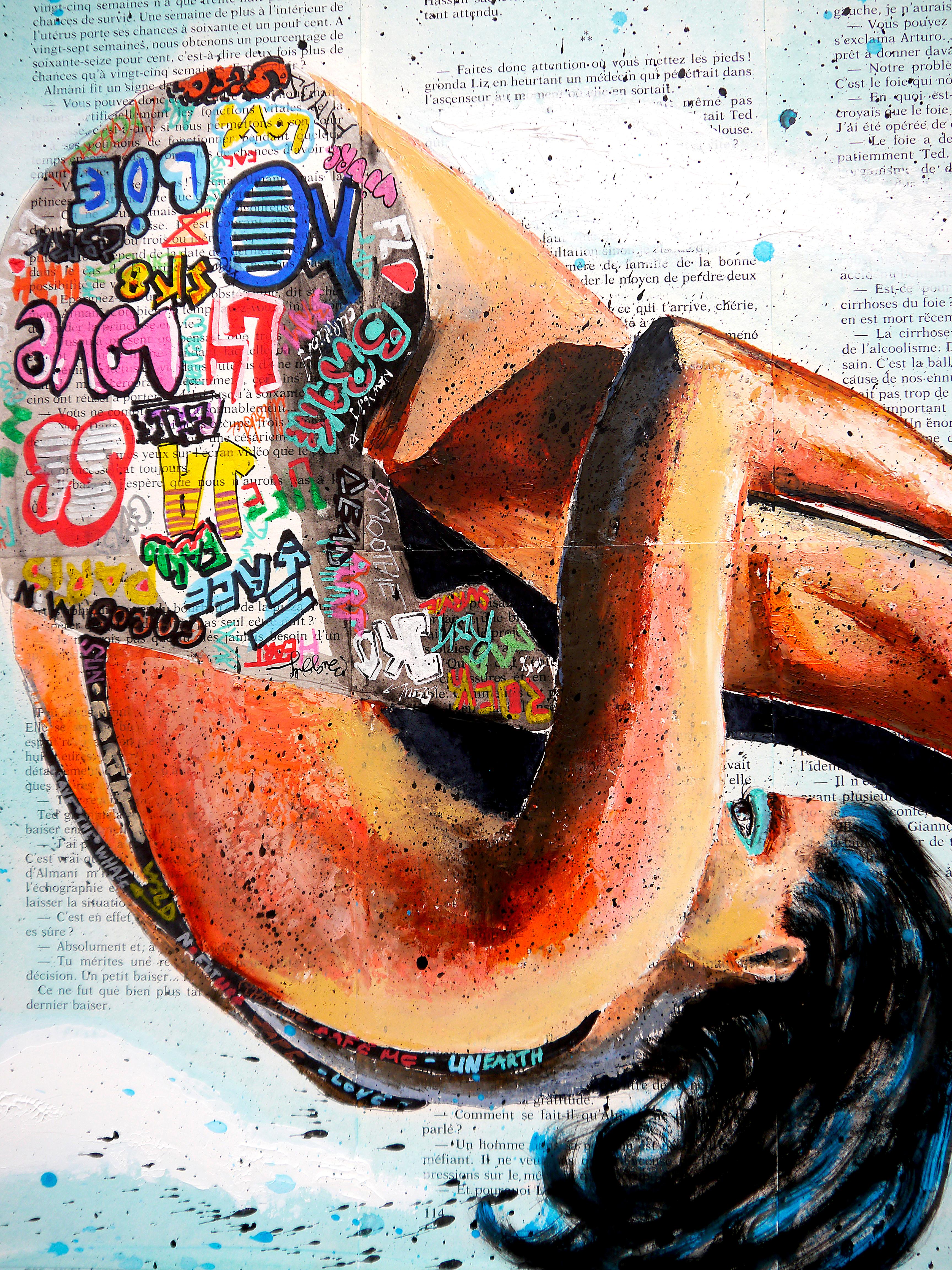 Portrait PS 226 Tags Diving - La Street Art (Large) - French Oil Painting 21th For Sale 1
