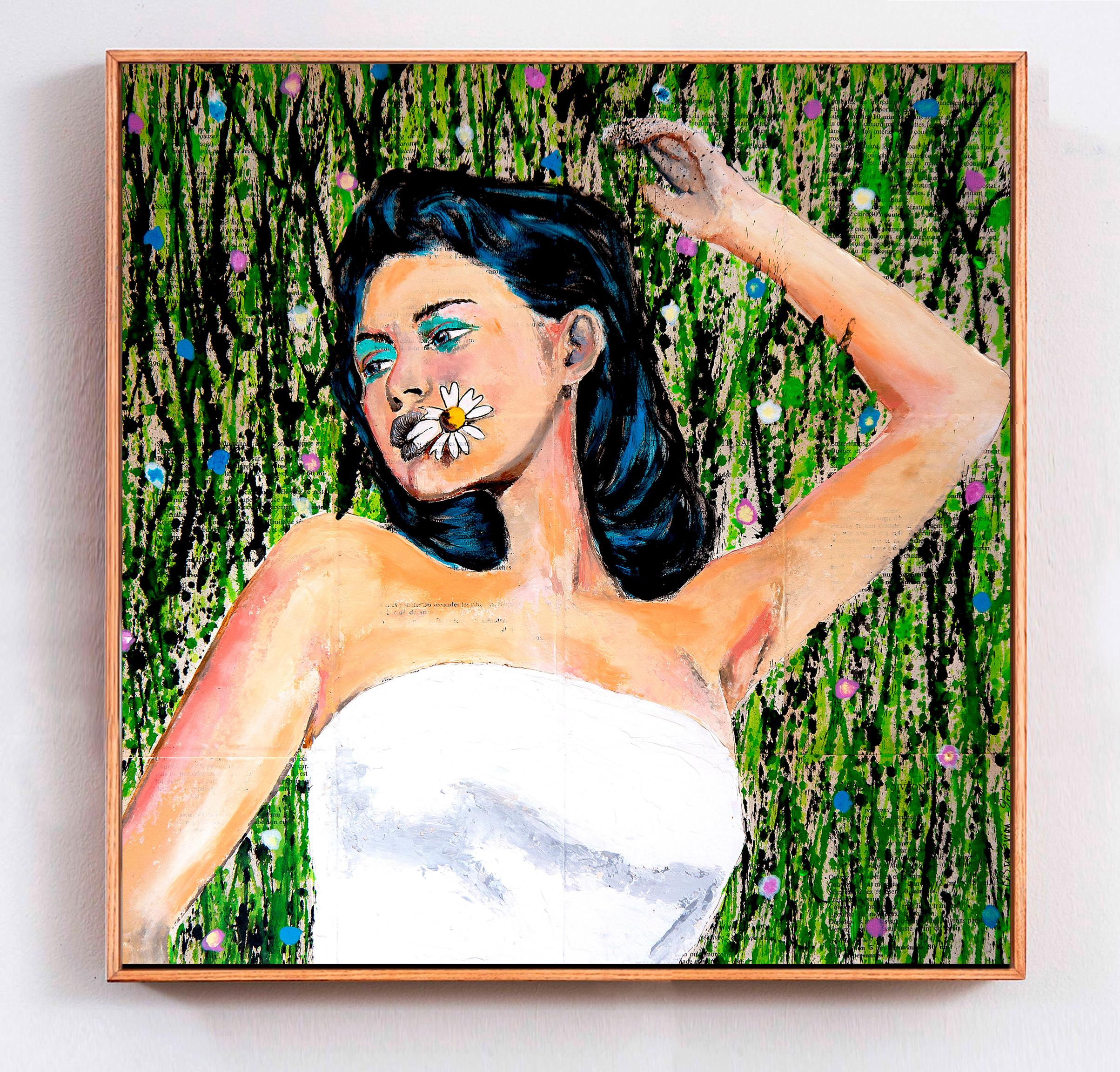 Französische Schule – Porträt PS231 La Dormante (Groß) NSWE Öl Postimpressionist, Französisch – Painting von Bazevian DelaCapuciniere