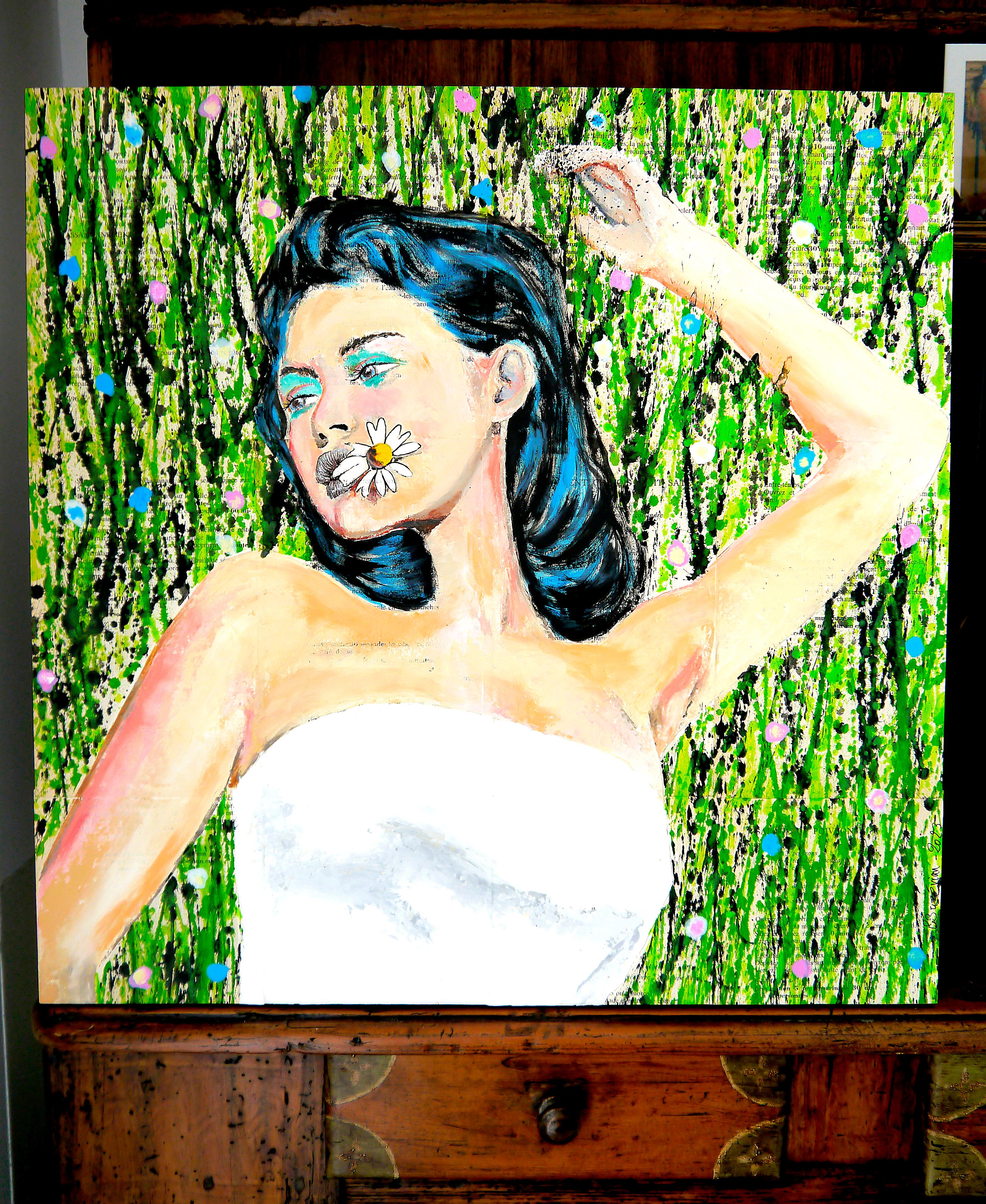 French School - Portrait PS231 La Dormante (Large) NSWE Oil Post Impressionist For Sale 1
