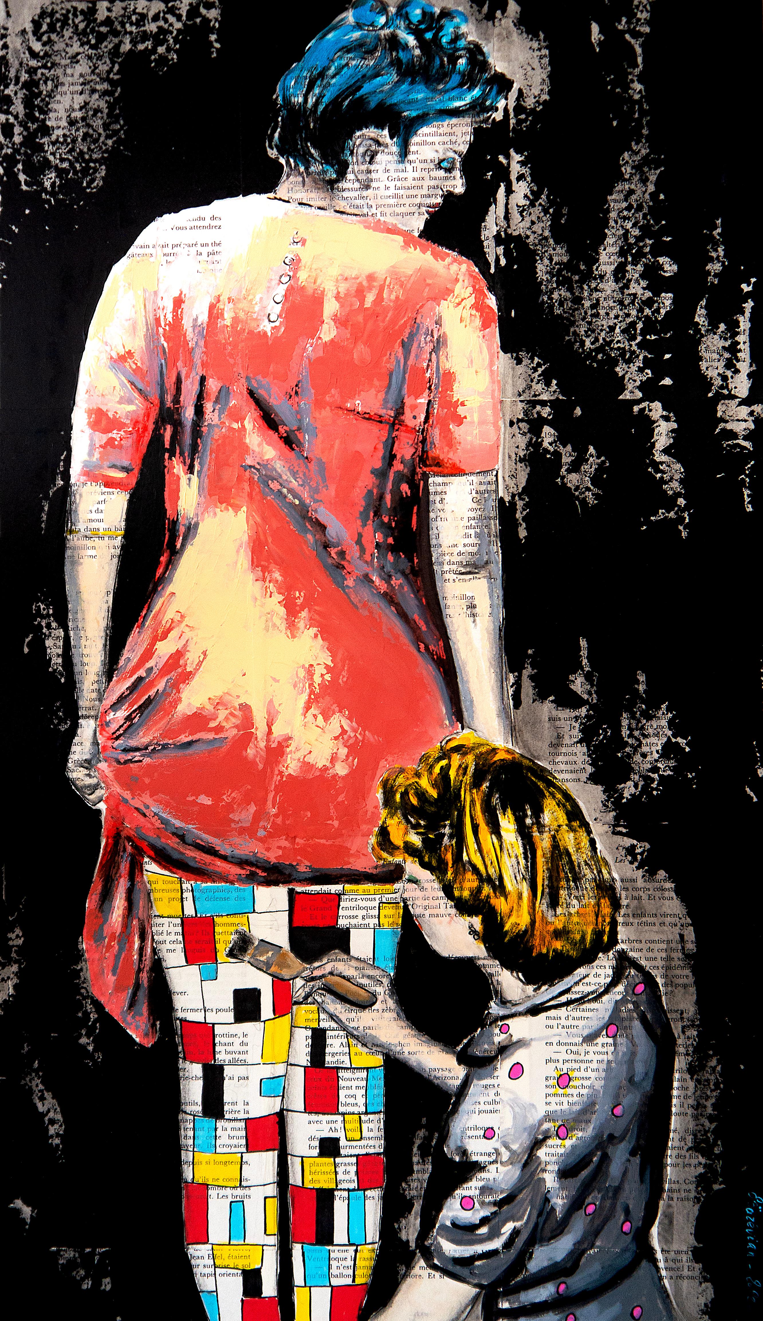 Bazevian DelaCapuciniere Portrait Painting - French School - Portrait PS203 Mondrian Stocking(Large) Oil Post Impressionist
