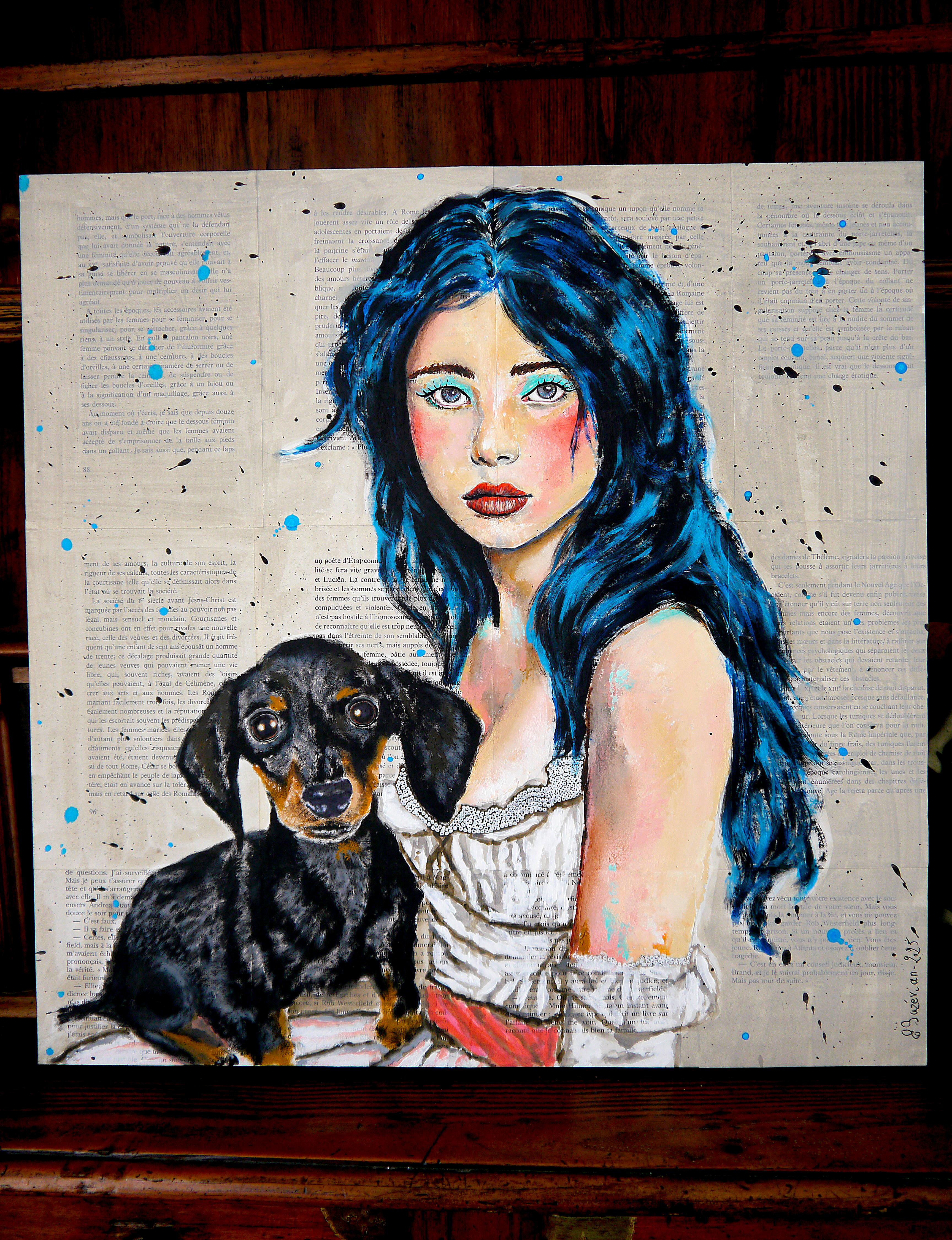 Portrait PS251 Beauty and the Beast Dachshund Chut Les Barbizons ! en vente 2