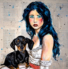 Antique Portrait PS251 Beauty and the Beast Dachshund Chut Les Barbizons!