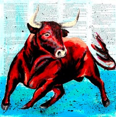 École française - Raging Bull 02 - (Large) Peinture à l'huile post-impressionniste AUC