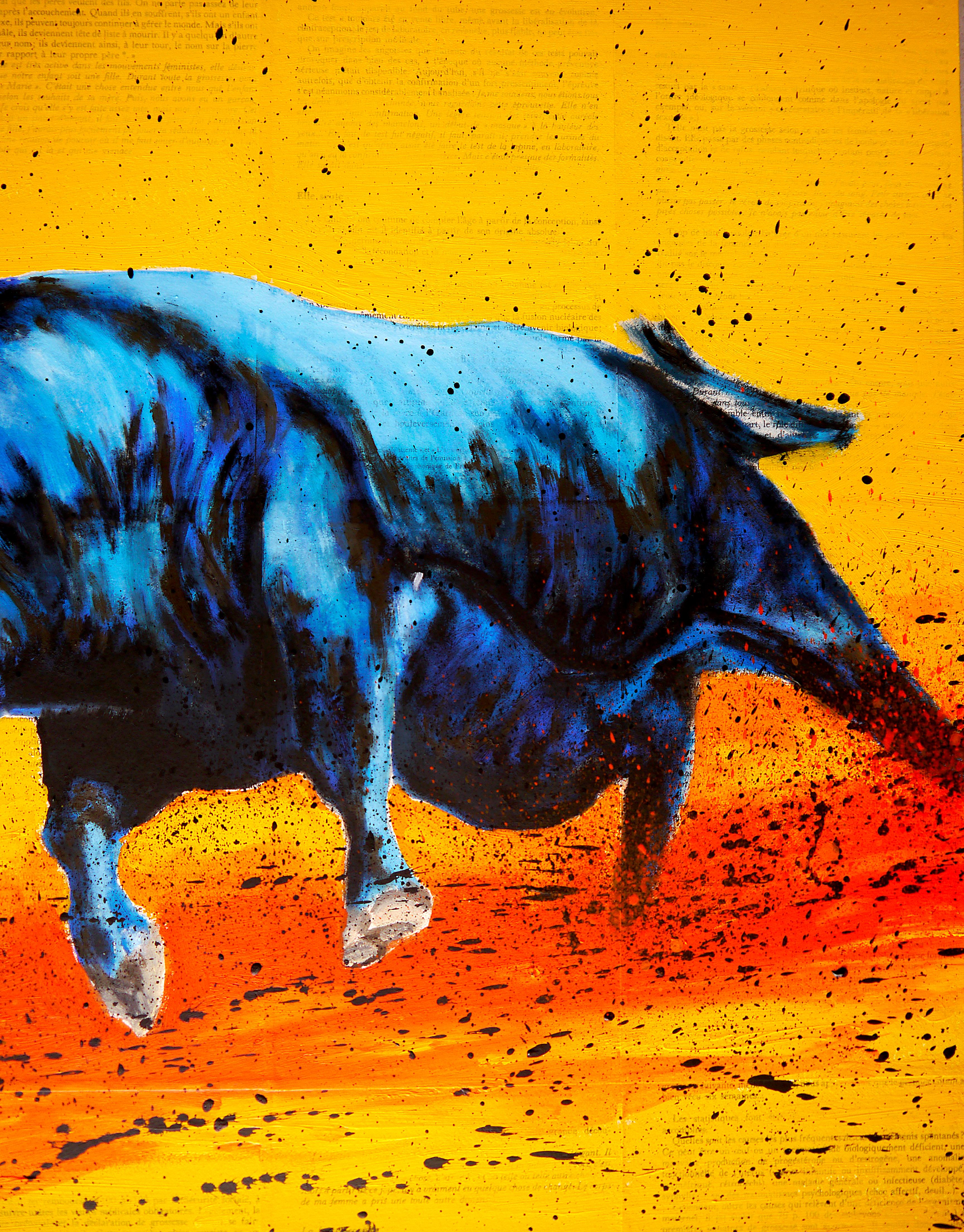 École française - Raging Bull V (Grande) NSWE  Peinture à l'huile post-impressionniste en vente 1