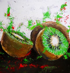 French School - Still Life Kiwi Starwars - Oil Painting 21th