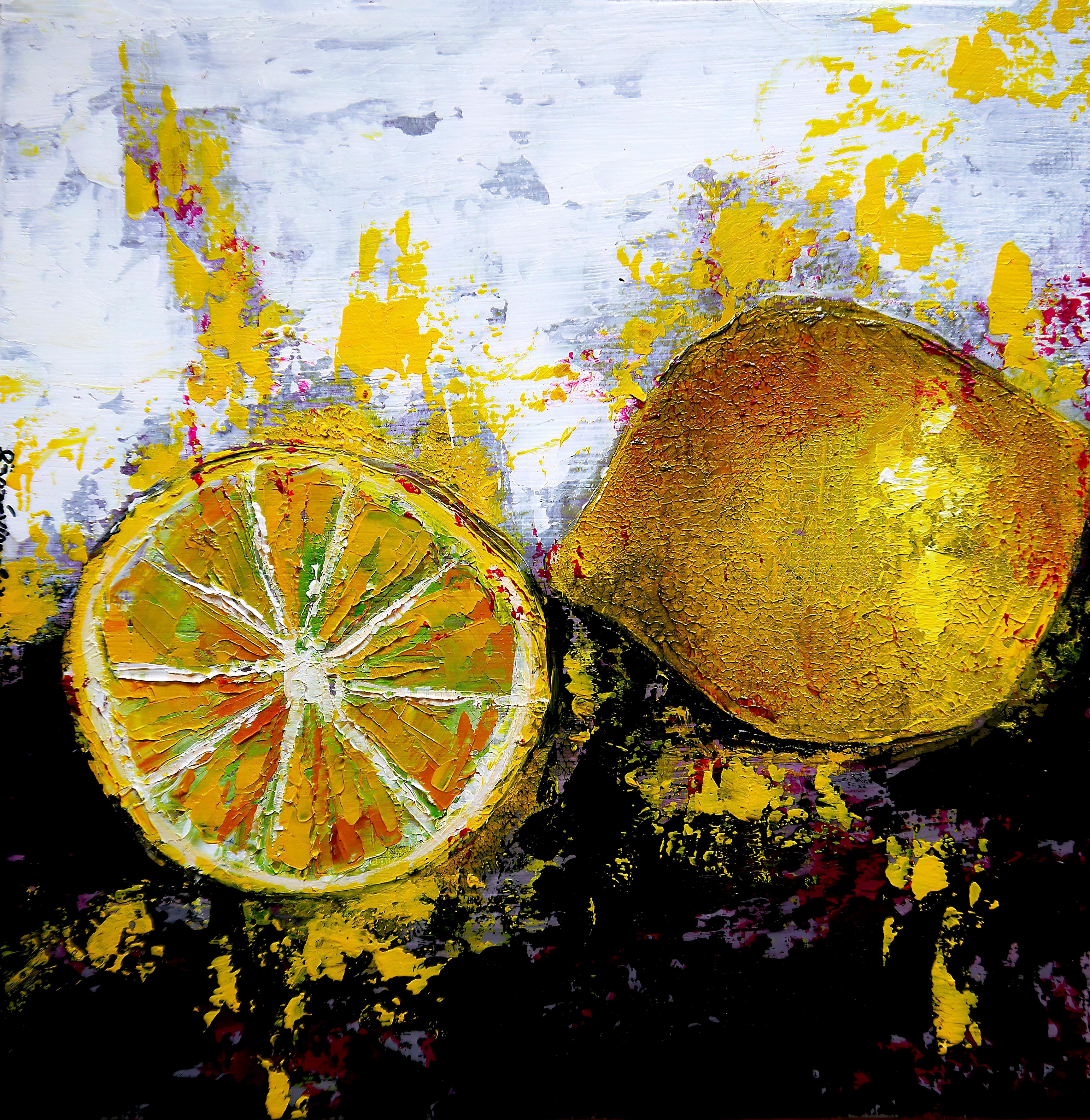 Bazevian DelaCapuciniere Abstract Painting - Still Life Lemon Starwars