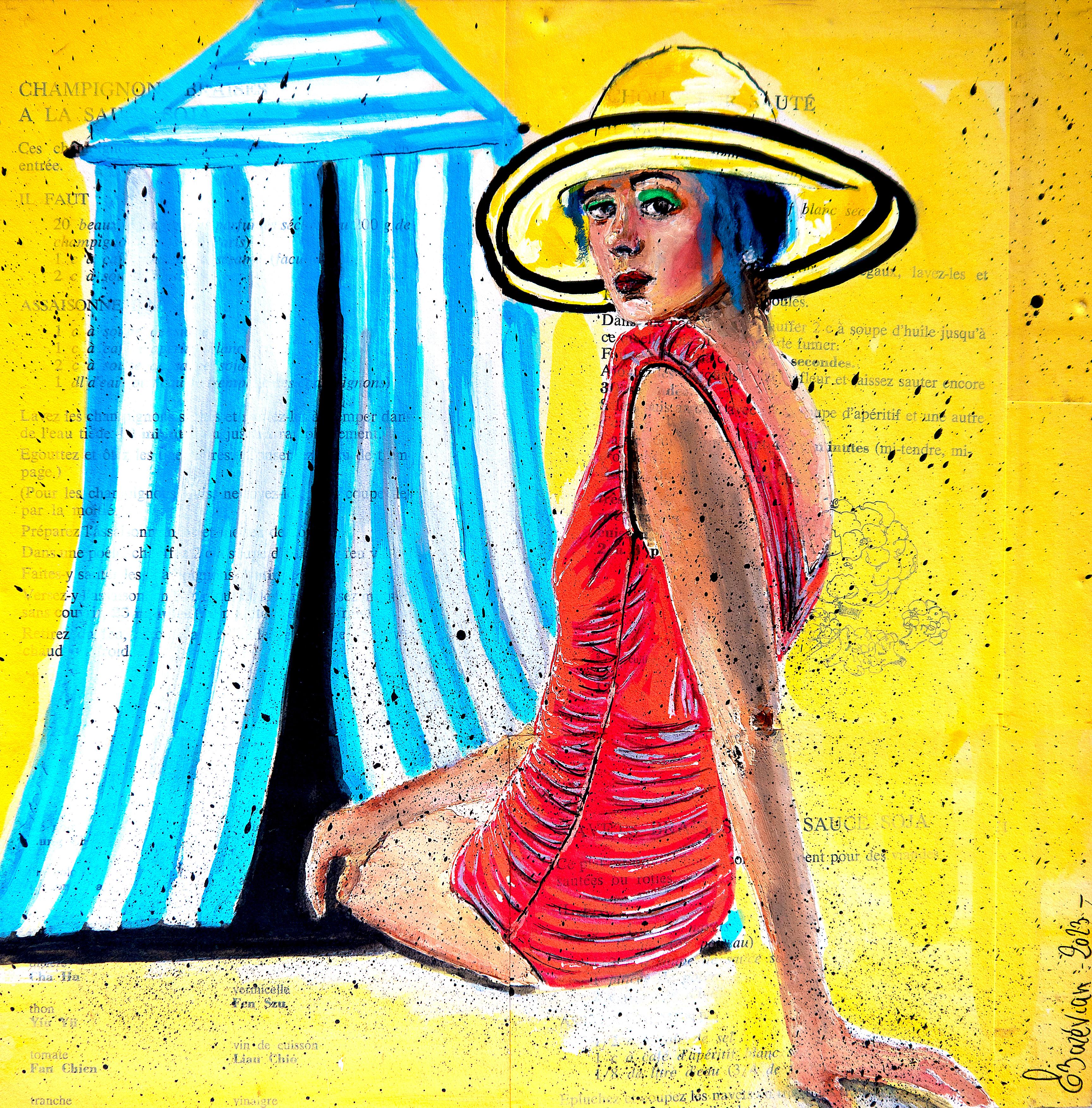 French School - Summer in La Baule II  Oil painting 21th Post Impressionist