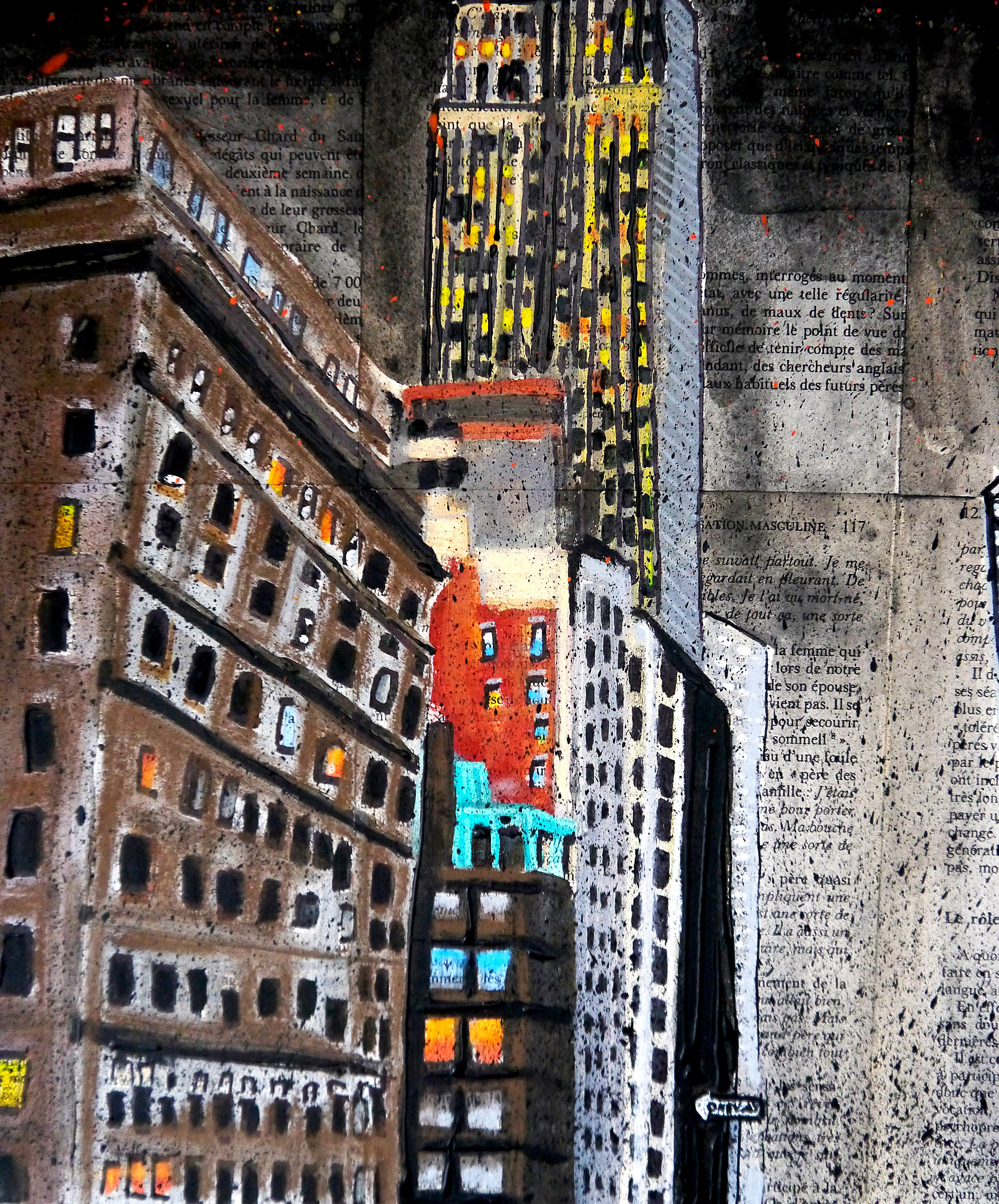 French School - Urban New York City Empire State Building  Post Impressionist For Sale 2