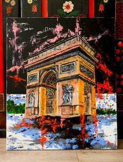 French School Urbanscape Triumphal Arch Paris Oil  Impressionist th century  AUC