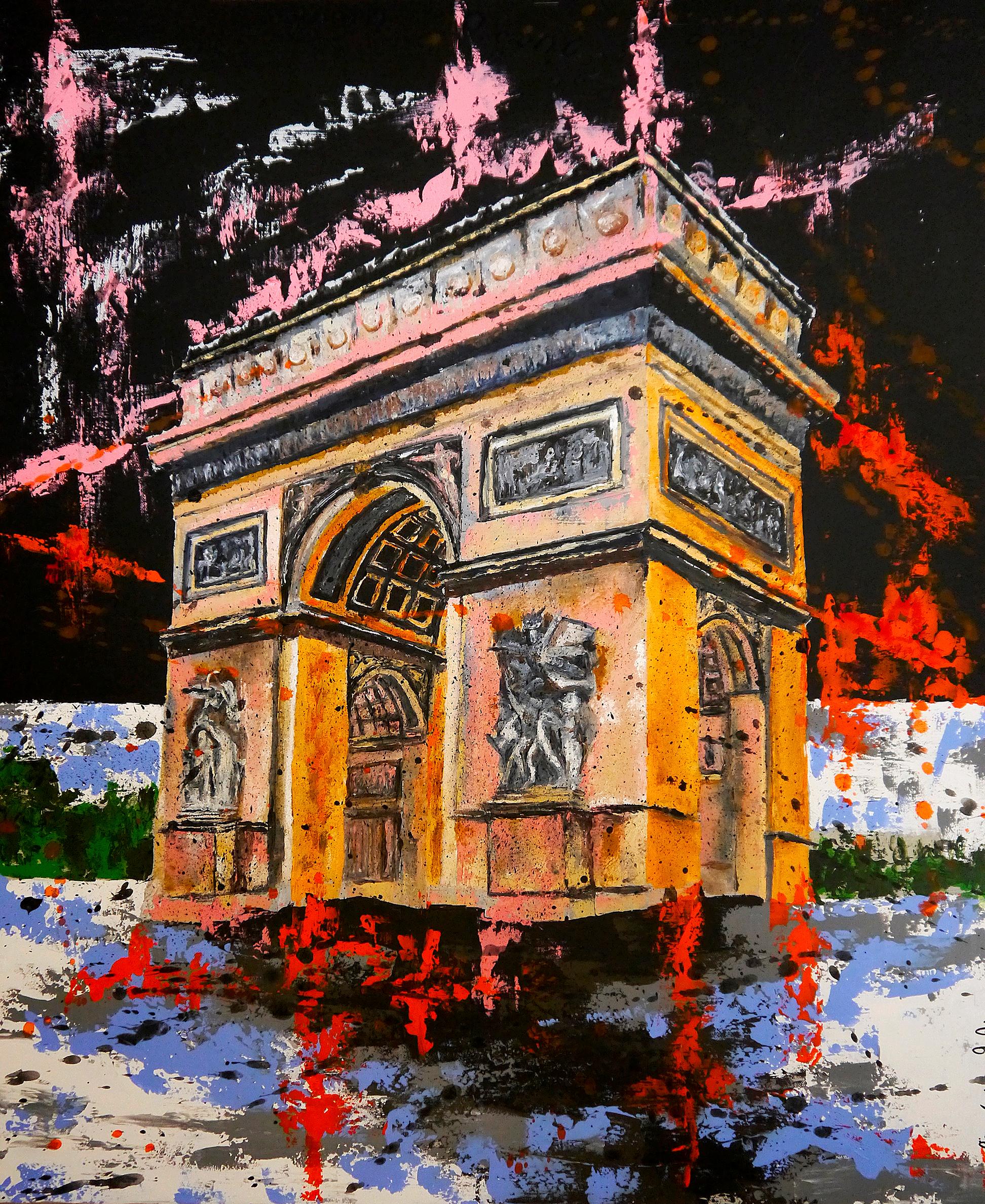 Escuela Francesa Paisaje Urbano Arco de Triunfo París Óleo  Impresionismo siglo XX  AUC