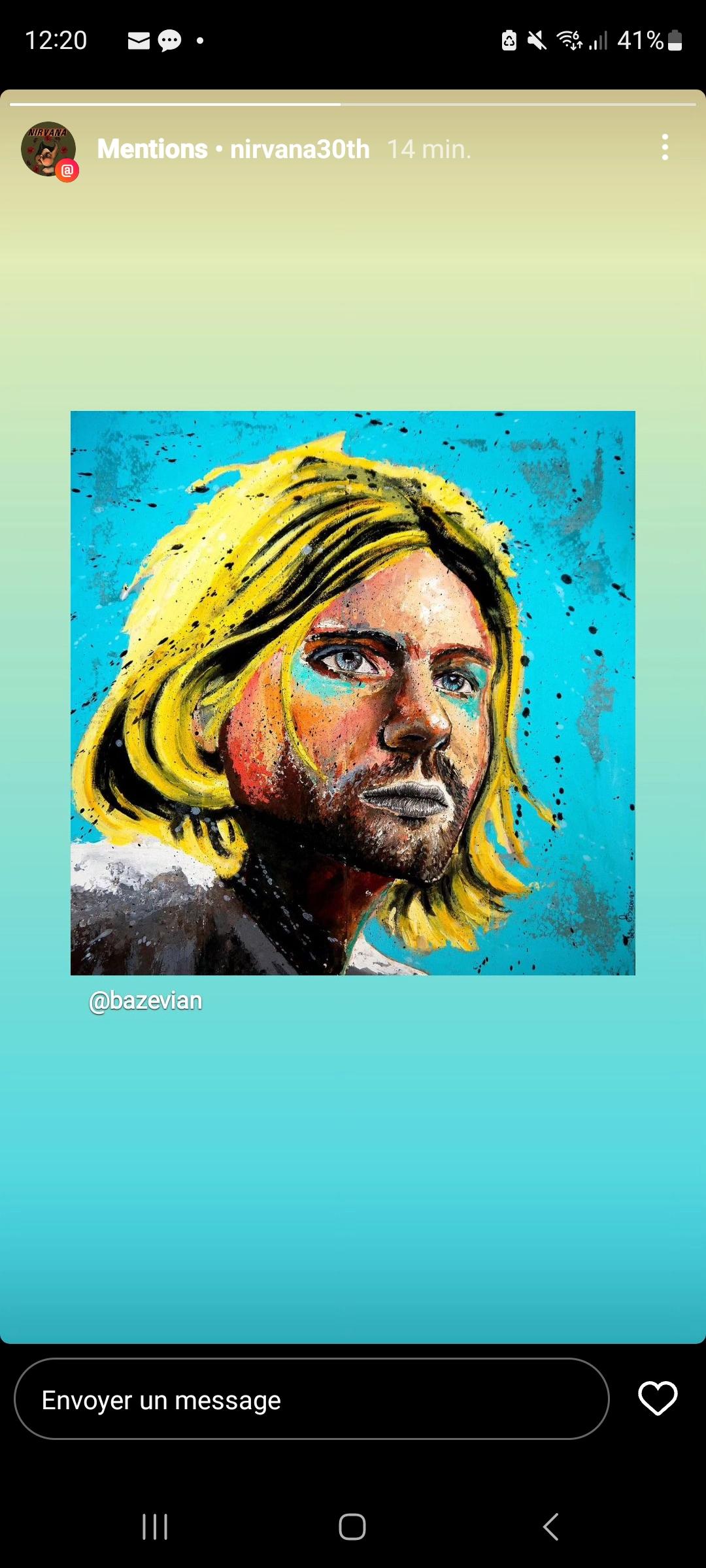Portrait bleu Kurt Cobain  - École française  Impressionniste -  Pop Nirvana 2023 en vente 8