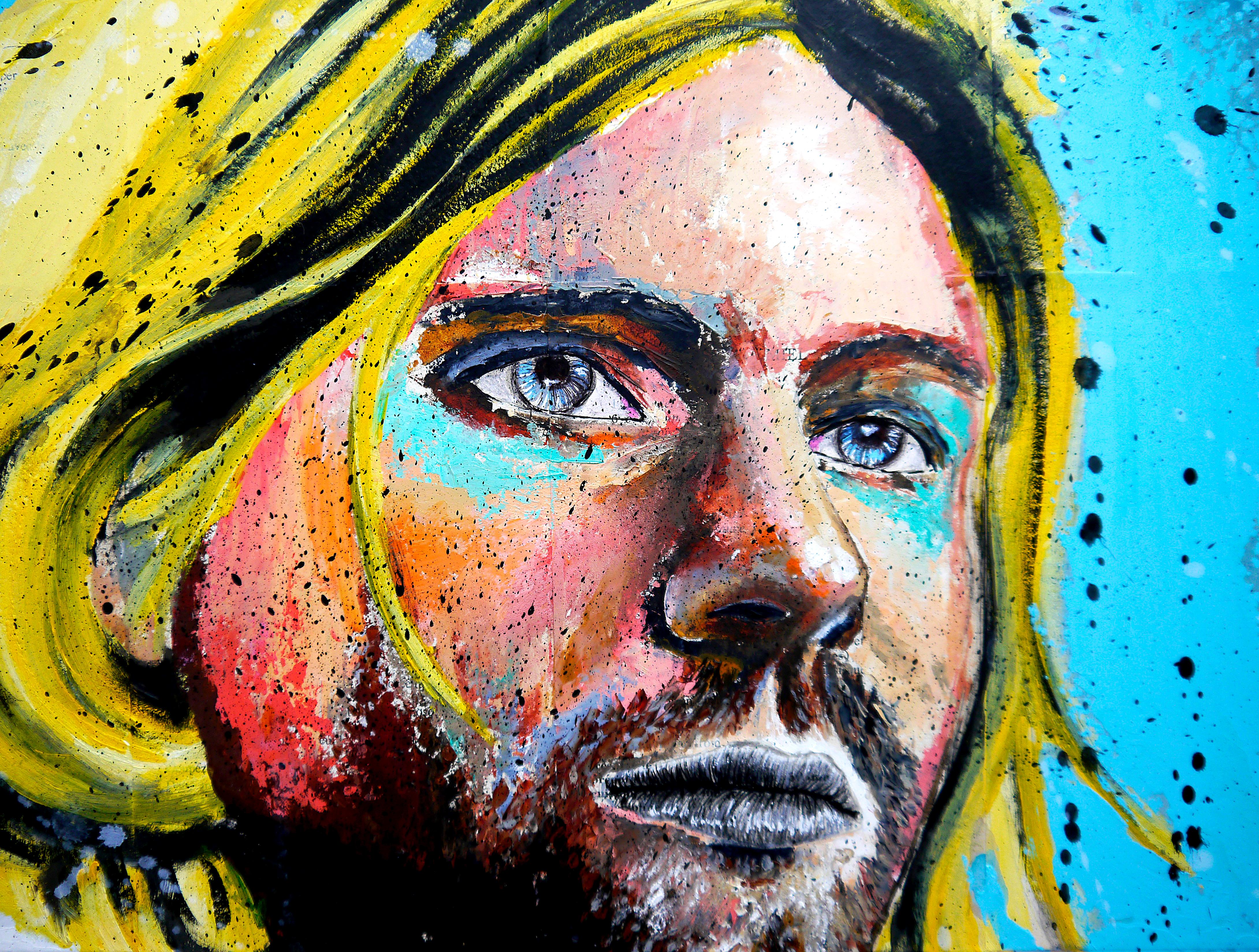 Portrait bleu Kurt Cobain  - École française  Impressionniste -  Pop Nirvana 2023 en vente 2