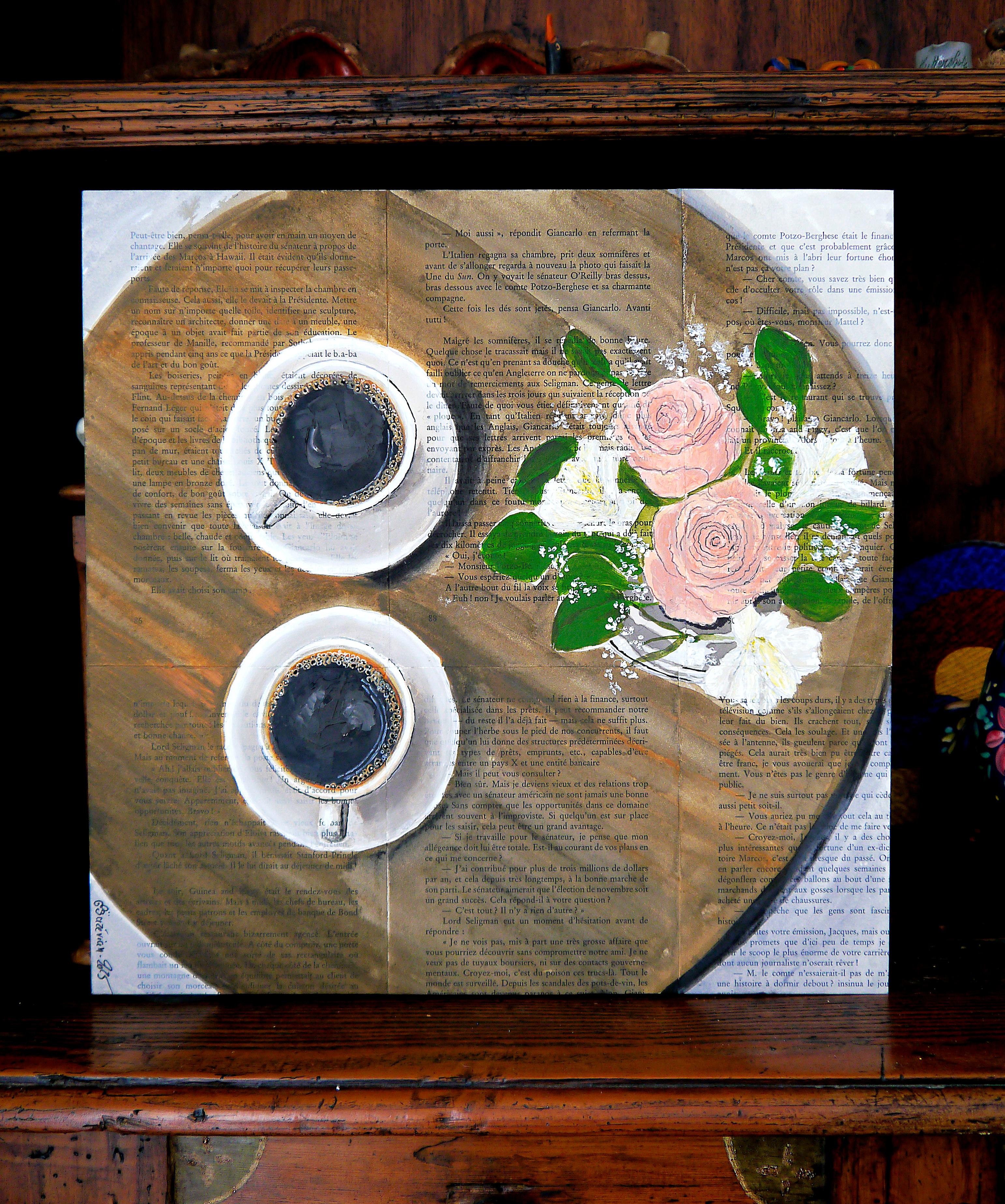 Französische Schule Kaffee und Blumen   Chut les Barbizon im Angebot 3