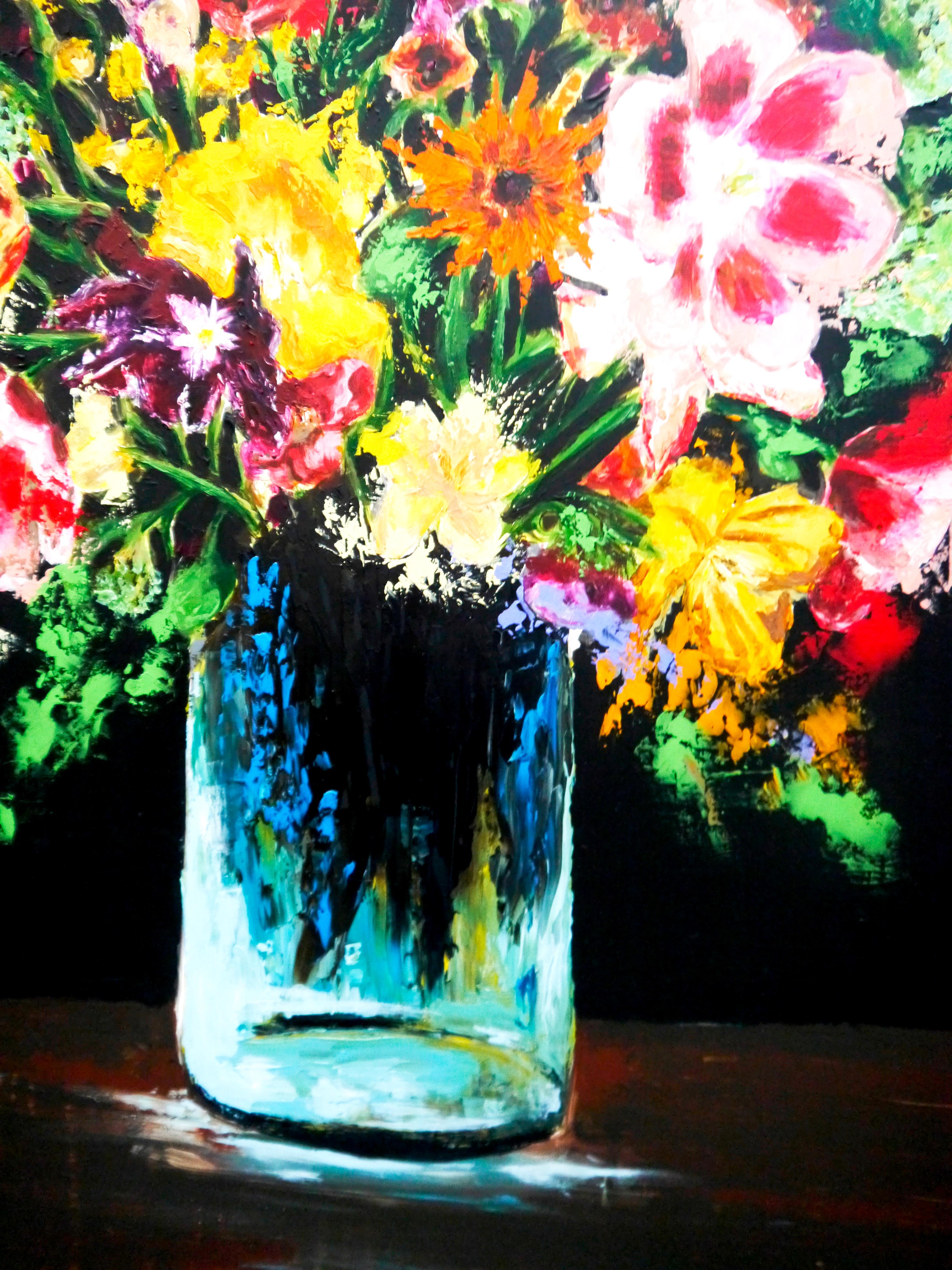 Französische Schulblumen Starwars - Chut les Barbizons! Ölgemälde (Abstrakter Impressionismus), Painting, von bazevian