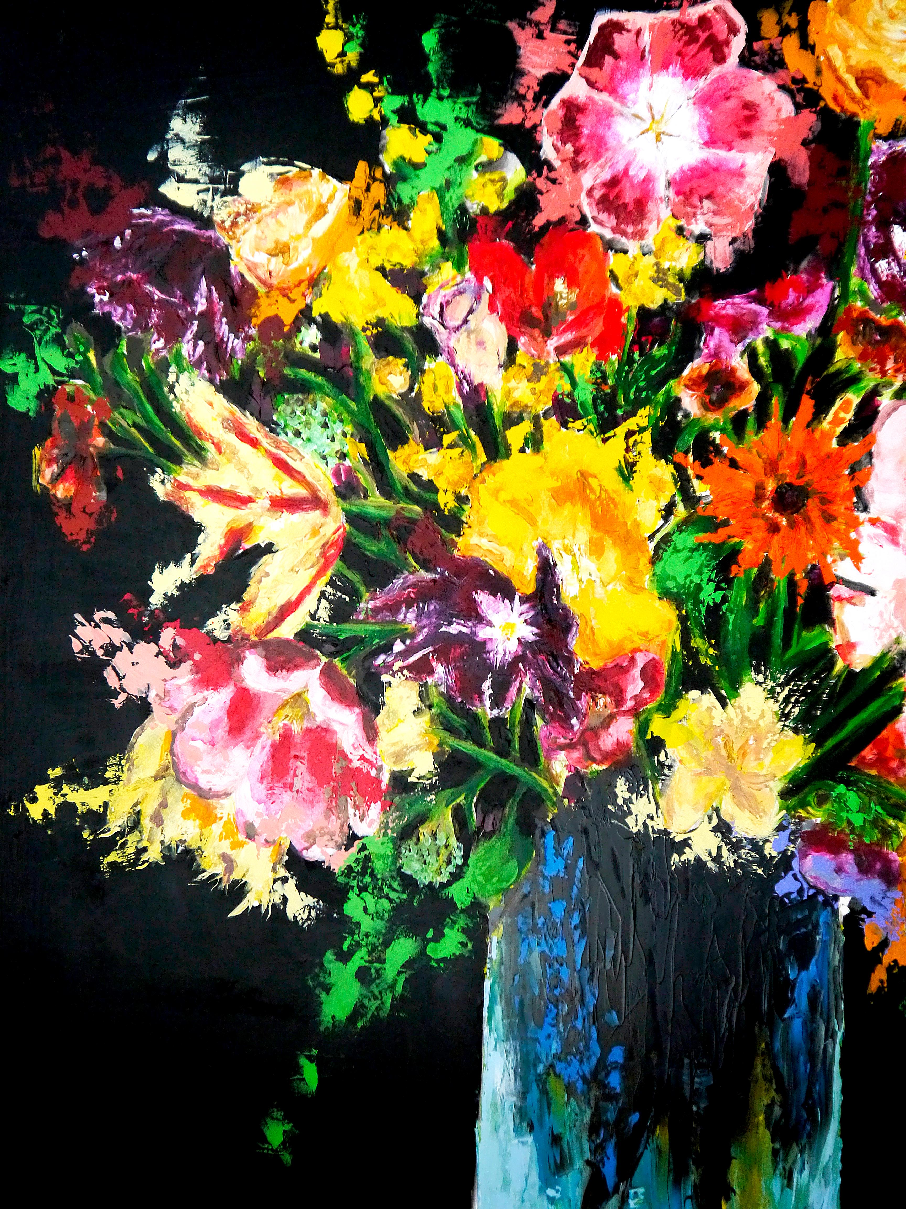 Französische Schulblumen Starwars - Chut les Barbizons! Ölgemälde (Schwarz), Interior Painting, von bazevian