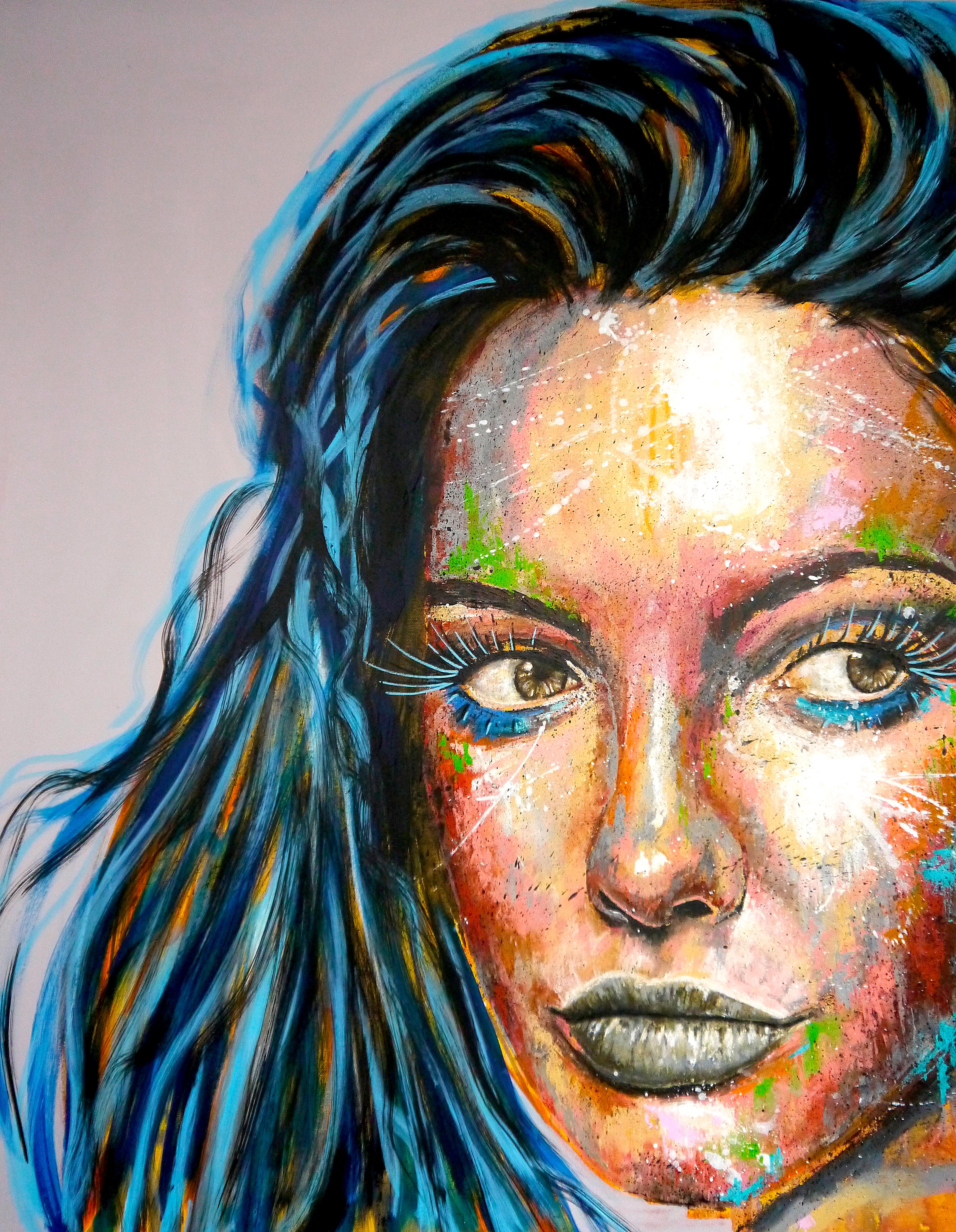 Französische Schule Pachamama Glosoli008 XXL - Chut les Barbizons! Ölgemälde (Schwarz), Figurative Painting, von bazevian