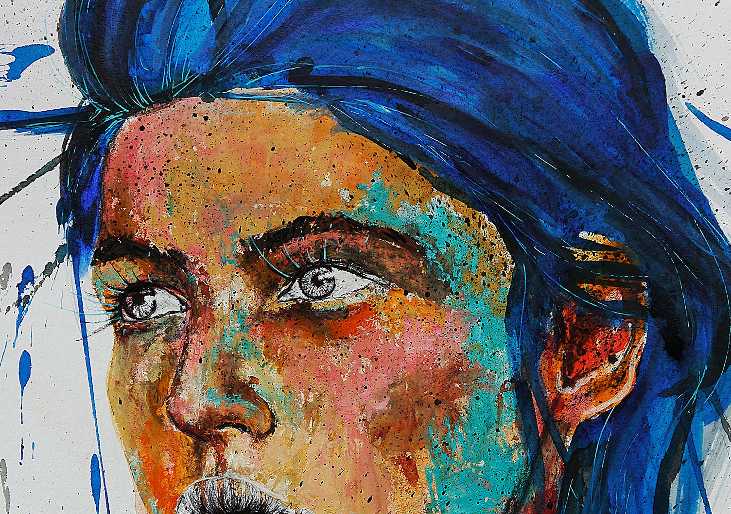 Französische Schulpost Synthetisch 59 -PS 59 Béton bombé Chut les Barbizons! (Braun), Portrait Painting, von bazevian