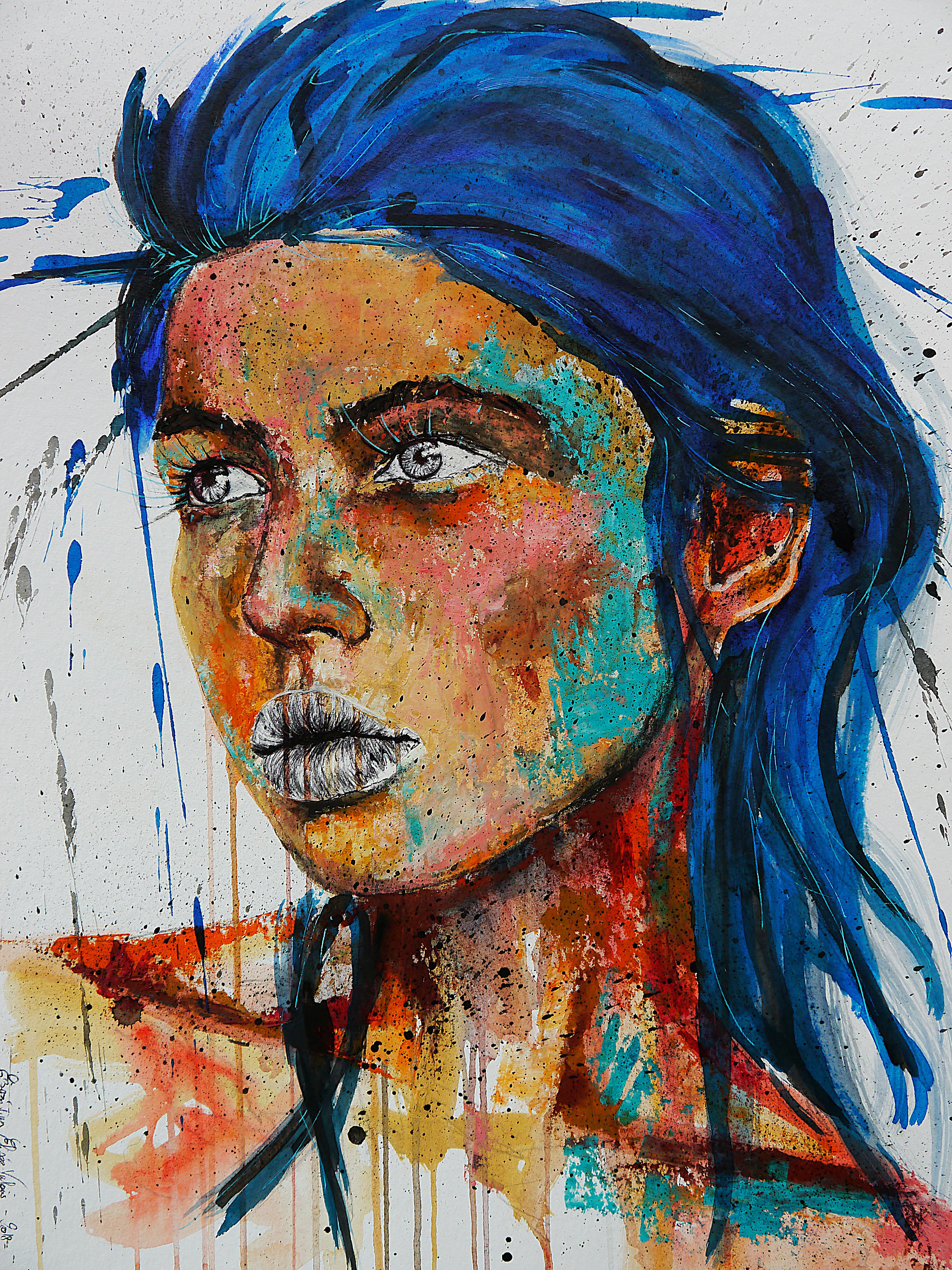 bazevian Portrait Painting – Französische Schulpost Synthetisch 59 -PS 59 Béton bombé Chut les Barbizons!