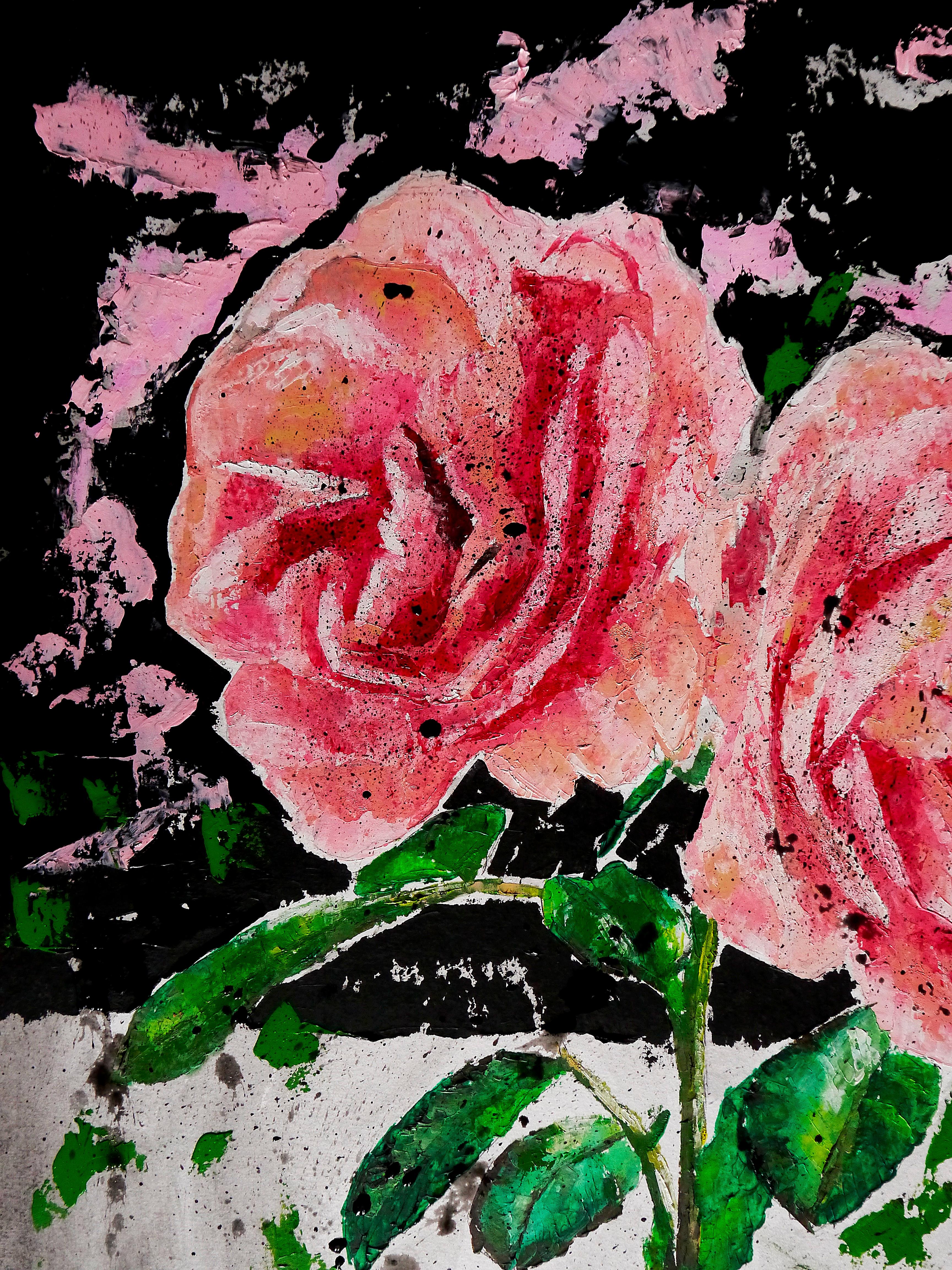 Französische Schule Stillleben Rosen  Chut les Barbizons! – Painting von bazevian