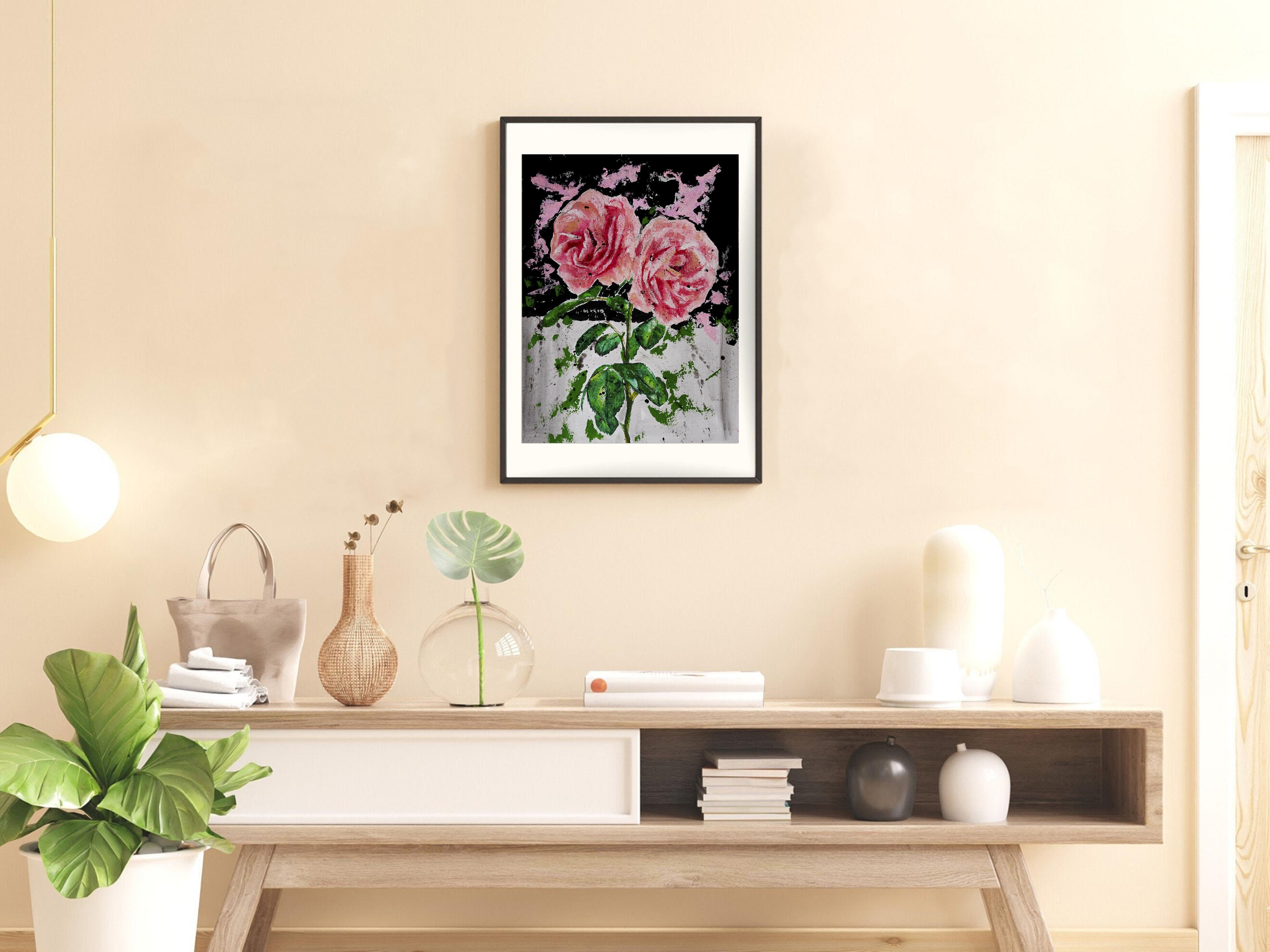 Französische Schule Stillleben Rosen  Chut les Barbizons! (Braun), Figurative Painting, von bazevian