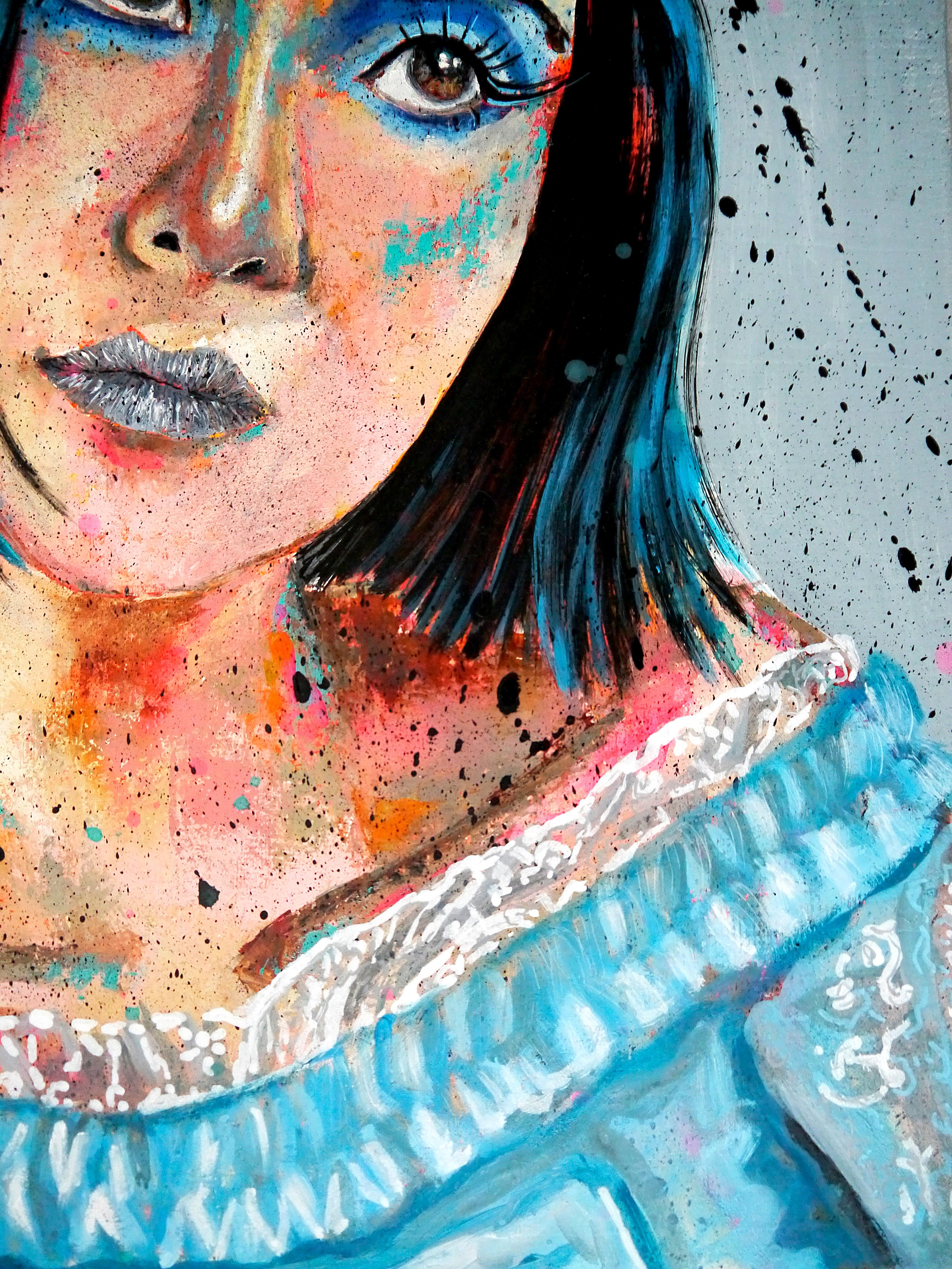 Ritratto Blu Soey Artista Scuola Francese  127 PRONTO ALL'APPESA Chut les Barbizons! - Painting di bazevian