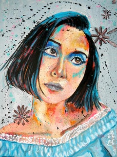 Retrato Artista Soey Azul Escuela Francesa  127 LISTO PARA COLGAR ¡Chut les Barbizons!