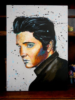 Portrait Continental Elvis Französische Schule  READY TO HANG Chut les Barbizons!