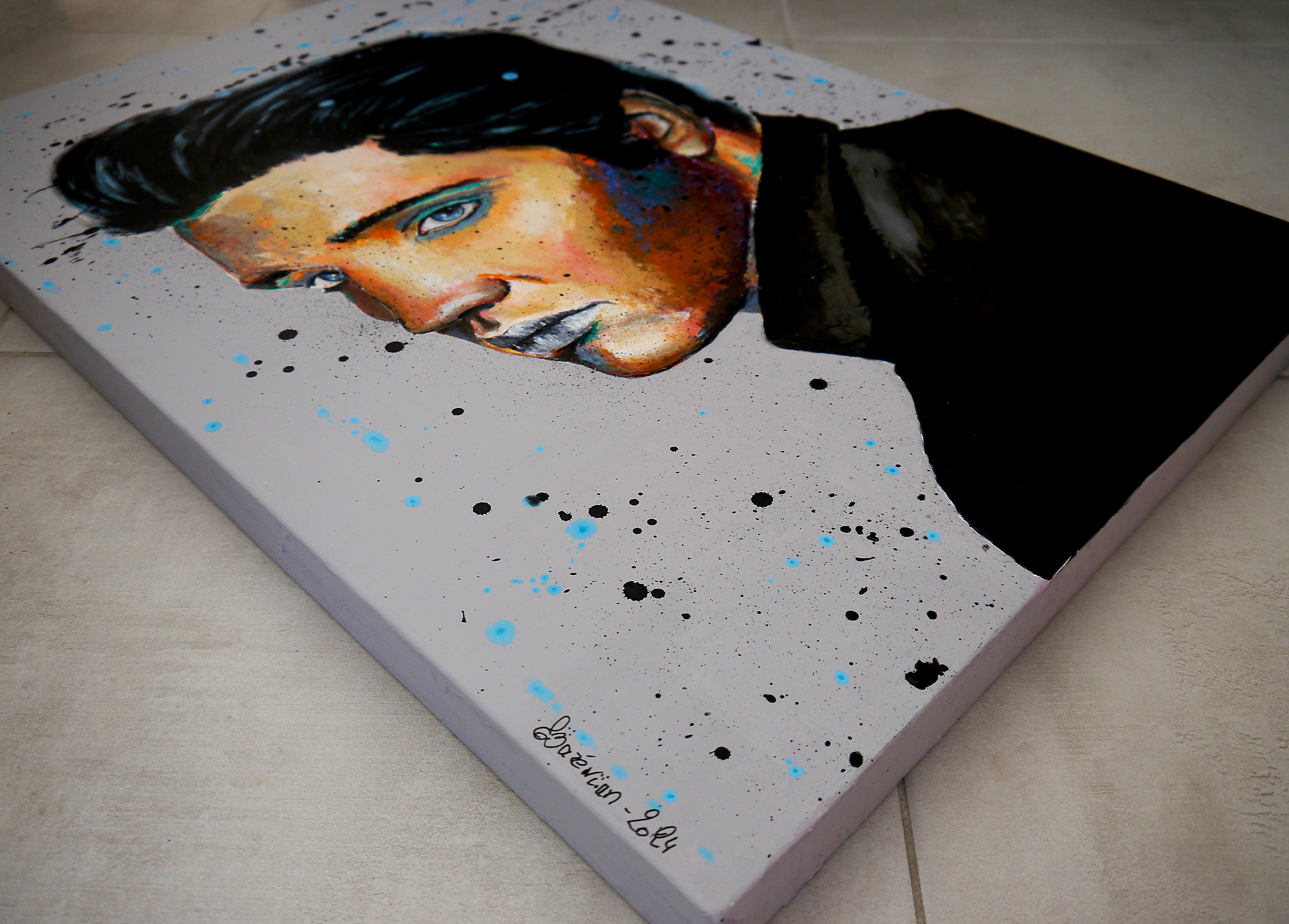 Ritratto Continental Elvis French School  PRONTO PER L'APPESA Chut les Barbizons! in vendita 1