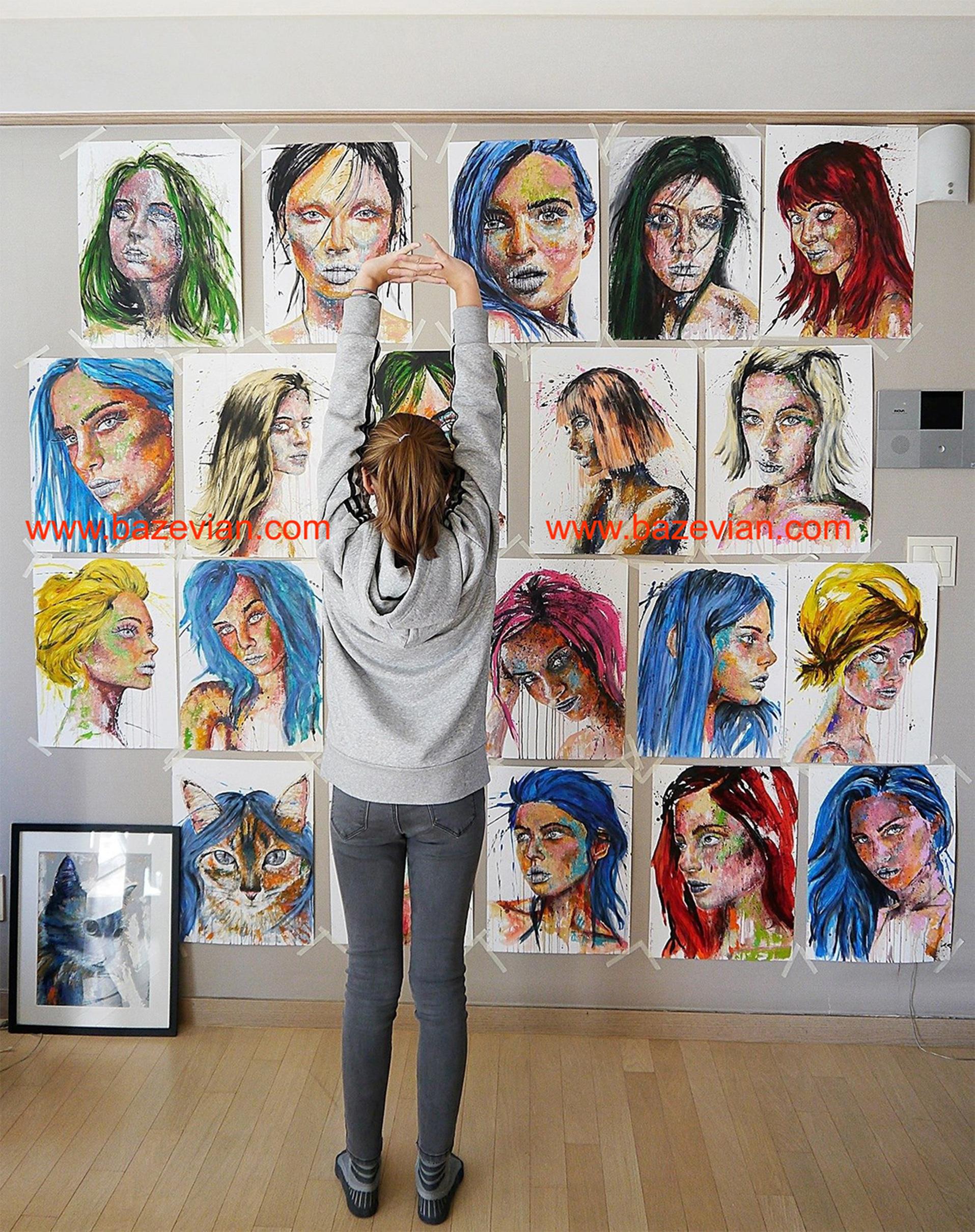 Ritratto Elle(s) Scuola francese Impressionista Pop 248 PRONTO DA APPENDERE in vendita 6