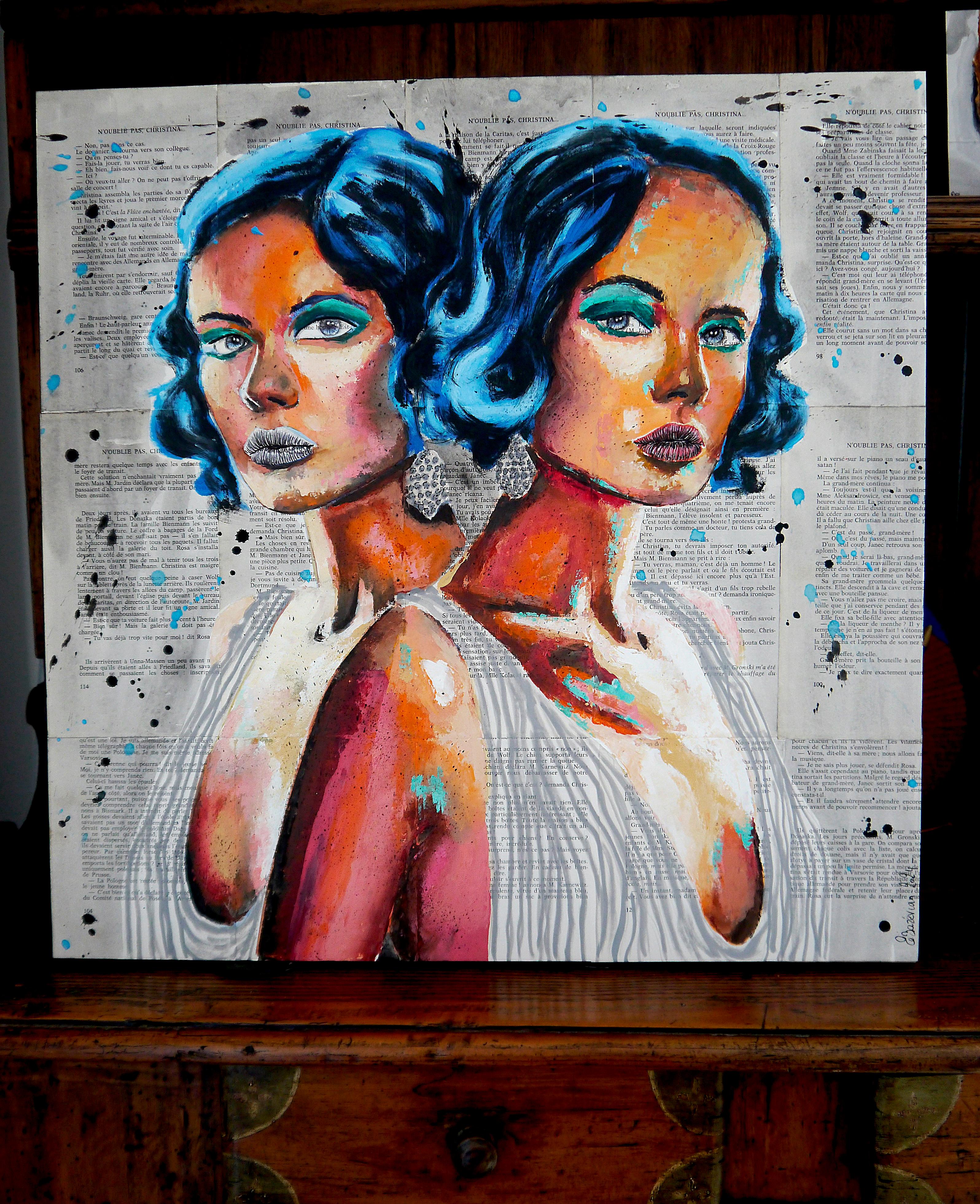 Ritratto Elle(s) Scuola francese Impressionista Pop 248 PRONTO DA APPENDERE - Painting Tonalismo di bazevian