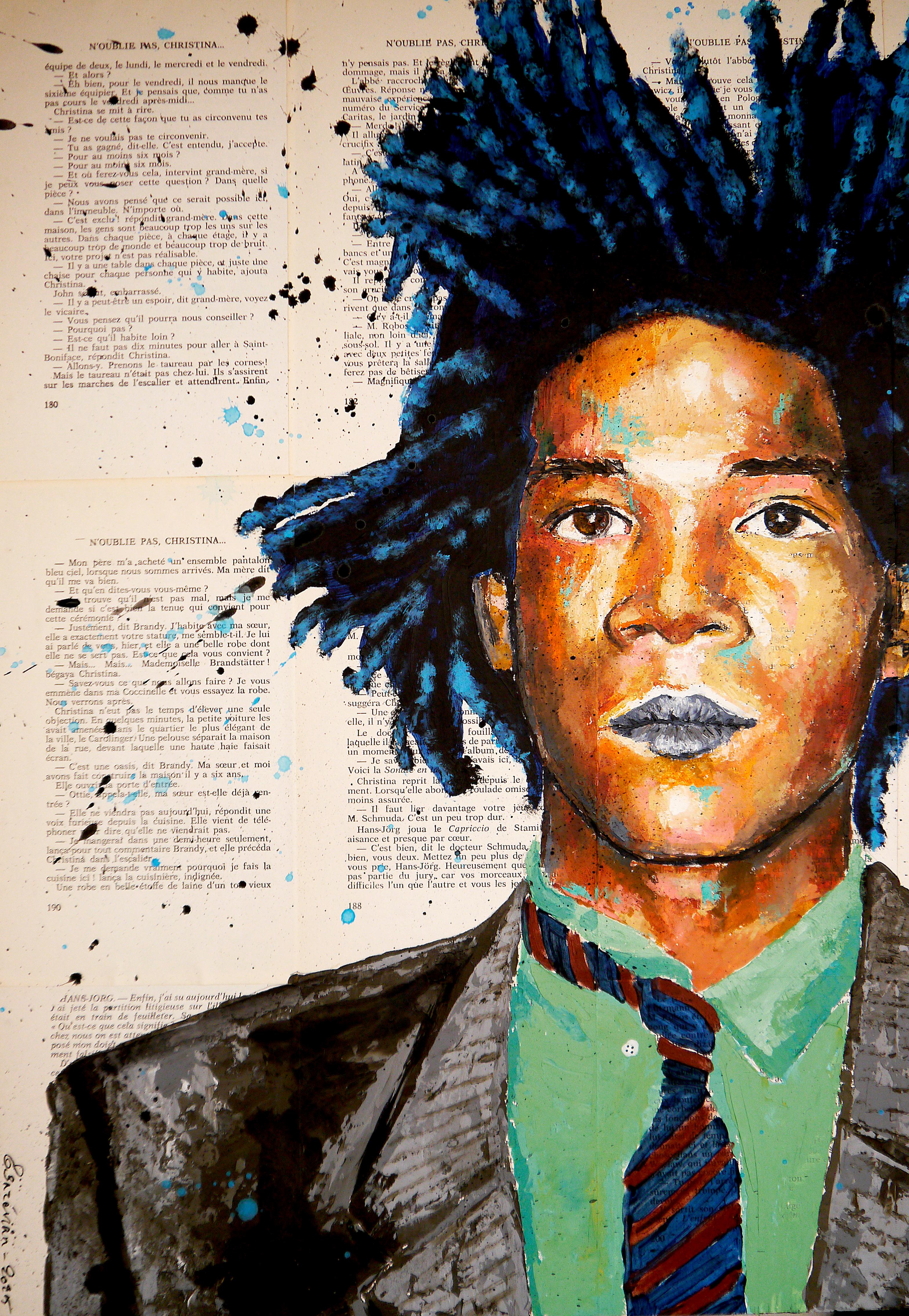 Retrato ESCUELA FRANCESA Jean Michel BASQUIAT ¡Chut les Barbizons!  Listo para colgar - Painting Arte pop de bazevian