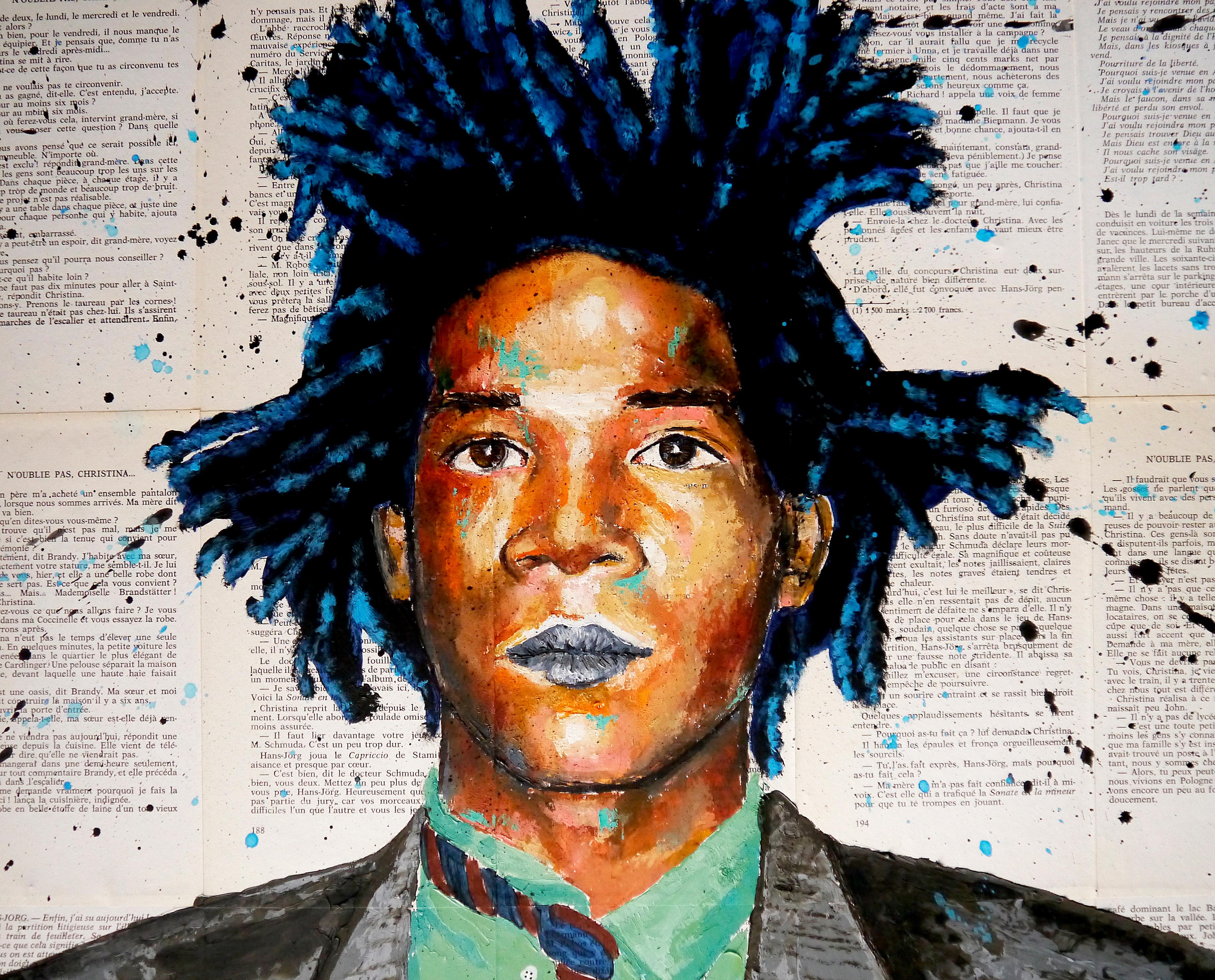 Retrato ESCUELA FRANCESA Jean Michel BASQUIAT ¡Chut les Barbizons!  Listo para colgar en venta 1