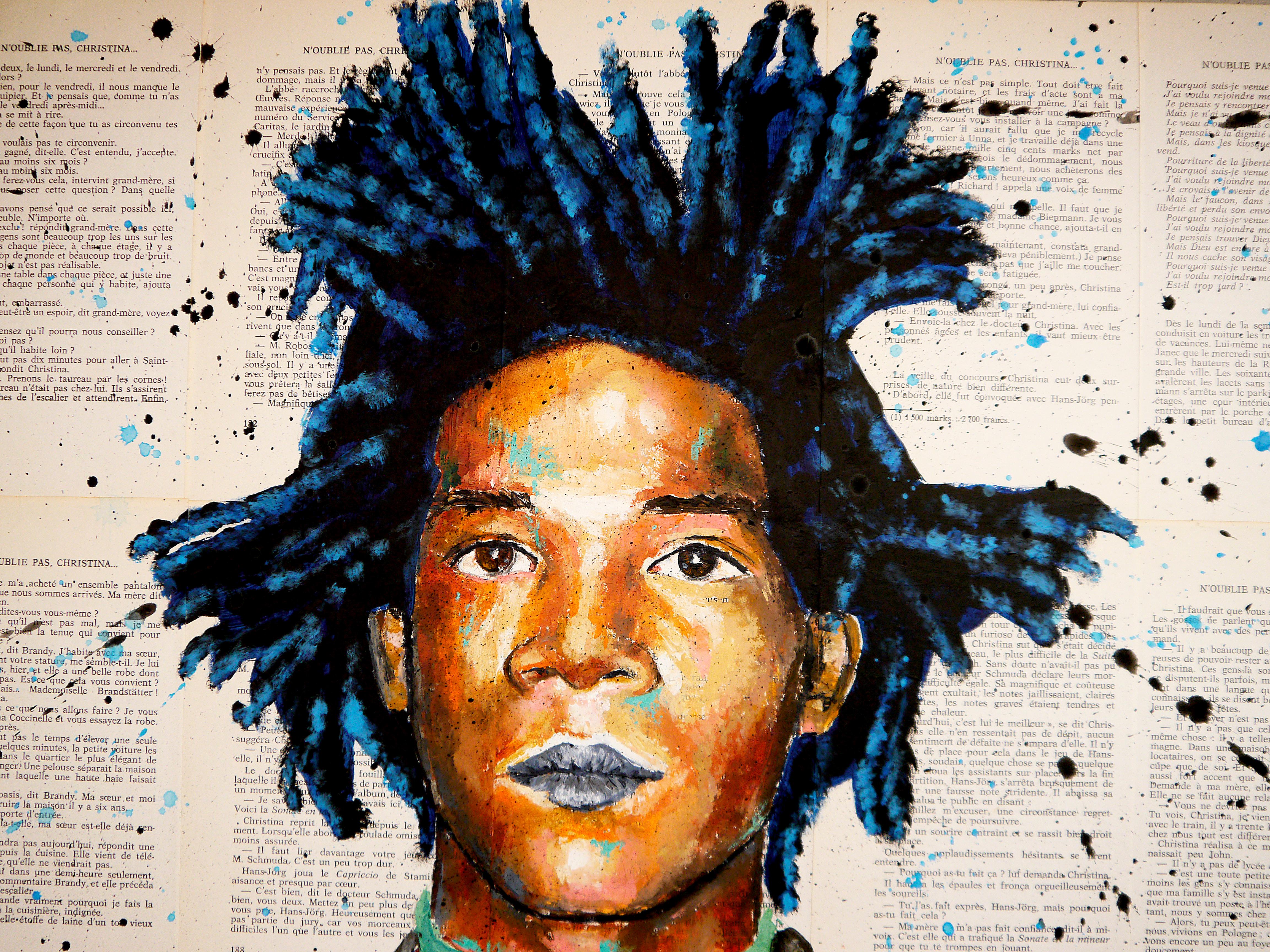 Retrato ESCUELA FRANCESA Jean Michel BASQUIAT ¡Chut les Barbizons!  Listo para colgar en venta 2