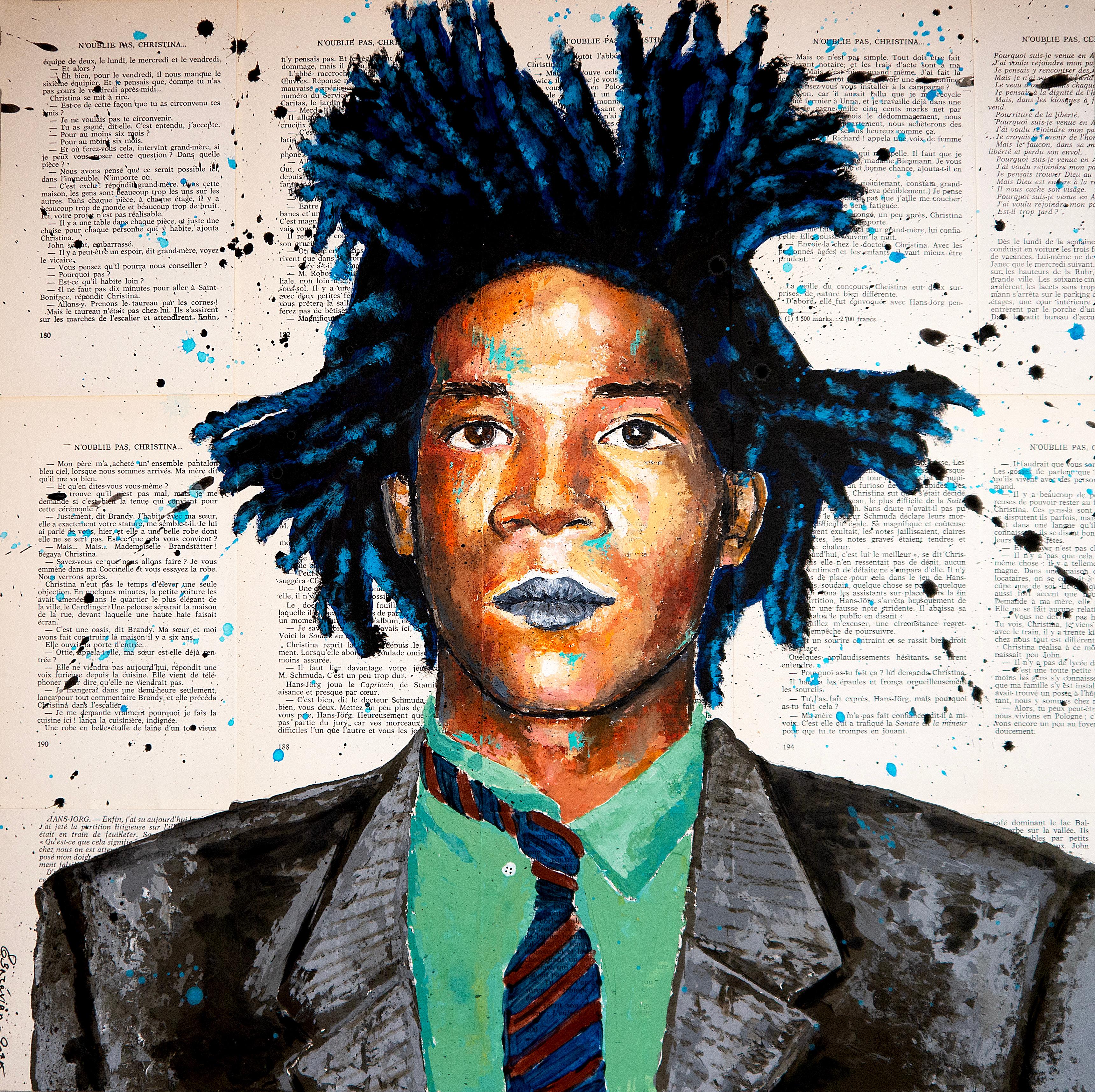 Ritratto SCUOLA FRANCESE Jean-Michel BASQUIAT Chut les Barbizons!  Pronto per essere appeso