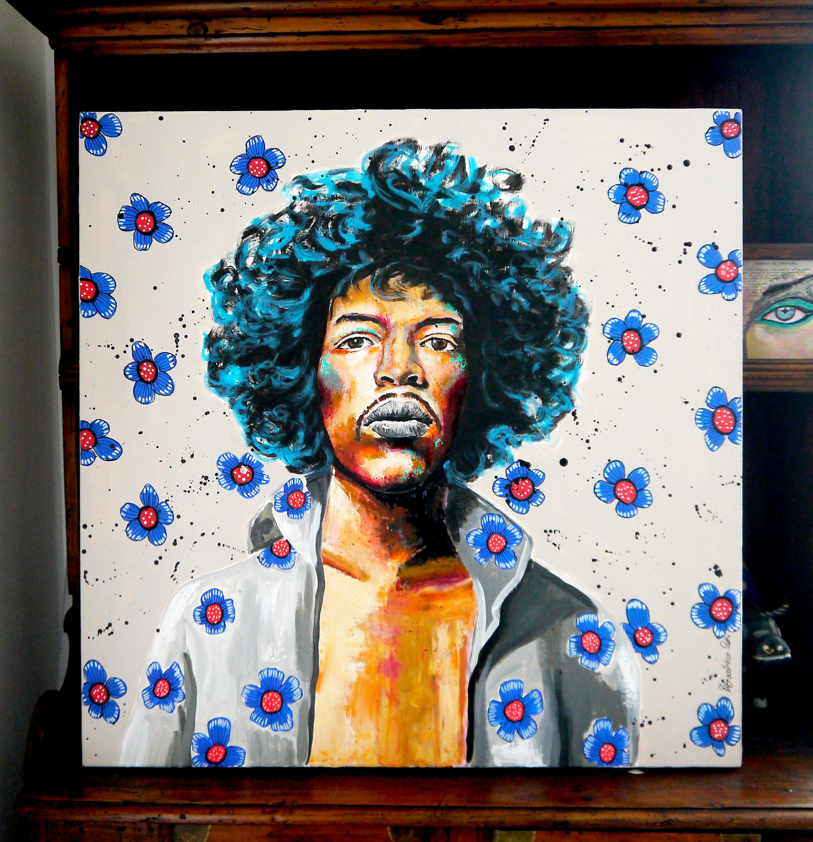 Retrato Jimi Hendrix ¿Puedes verme? Kehinde Wiley Chut Les Barbizons - Painting de bazevian