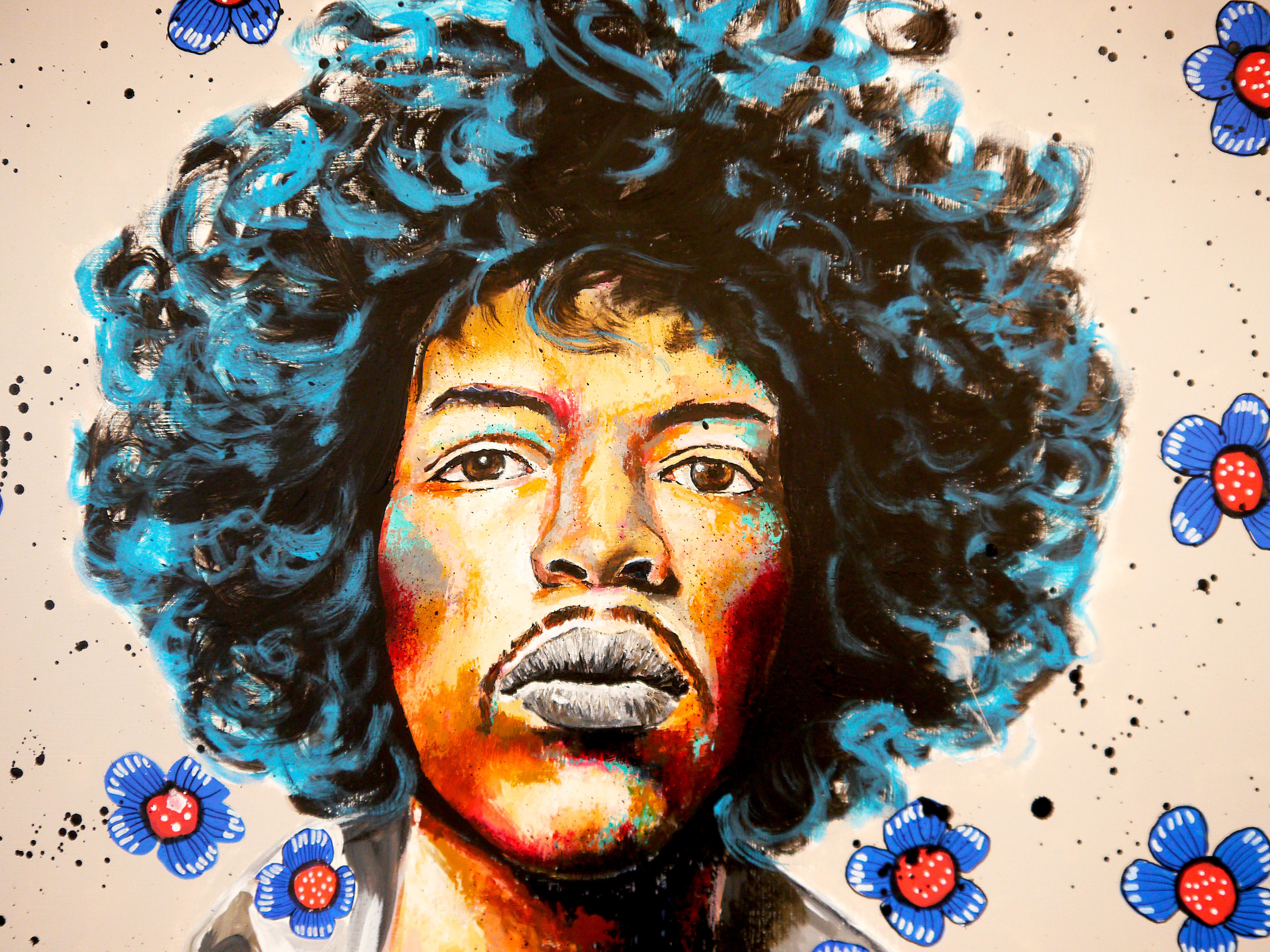 Retrato Jimi Hendrix ¿Puedes verme? Kehinde Wiley Chut Les Barbizons - Painting Tonalista de bazevian
