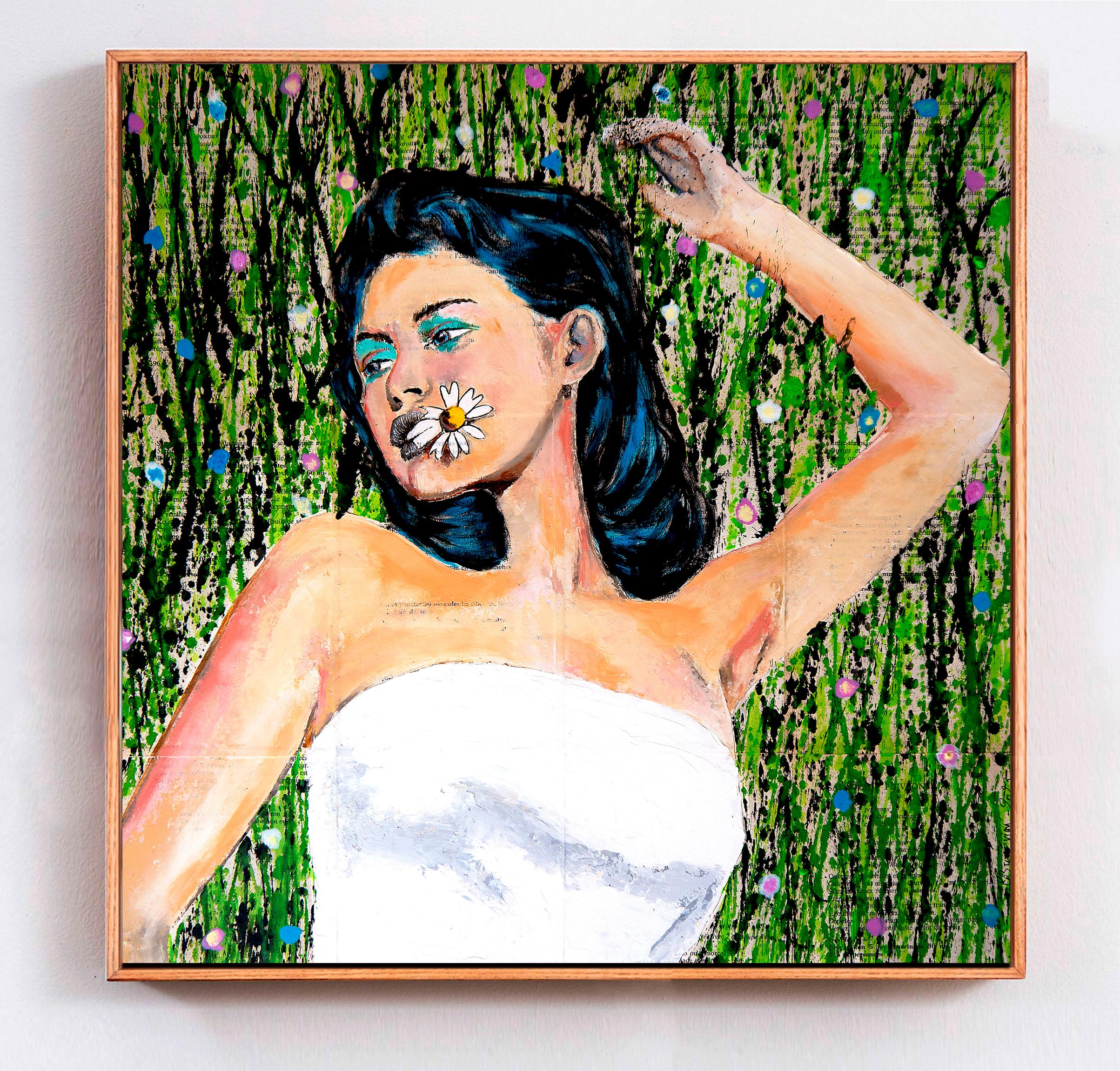 Ritratto La Dormante Scuola Francese Impressionista Pop 231 PRONTO DA APPENDERE - Painting di bazevian