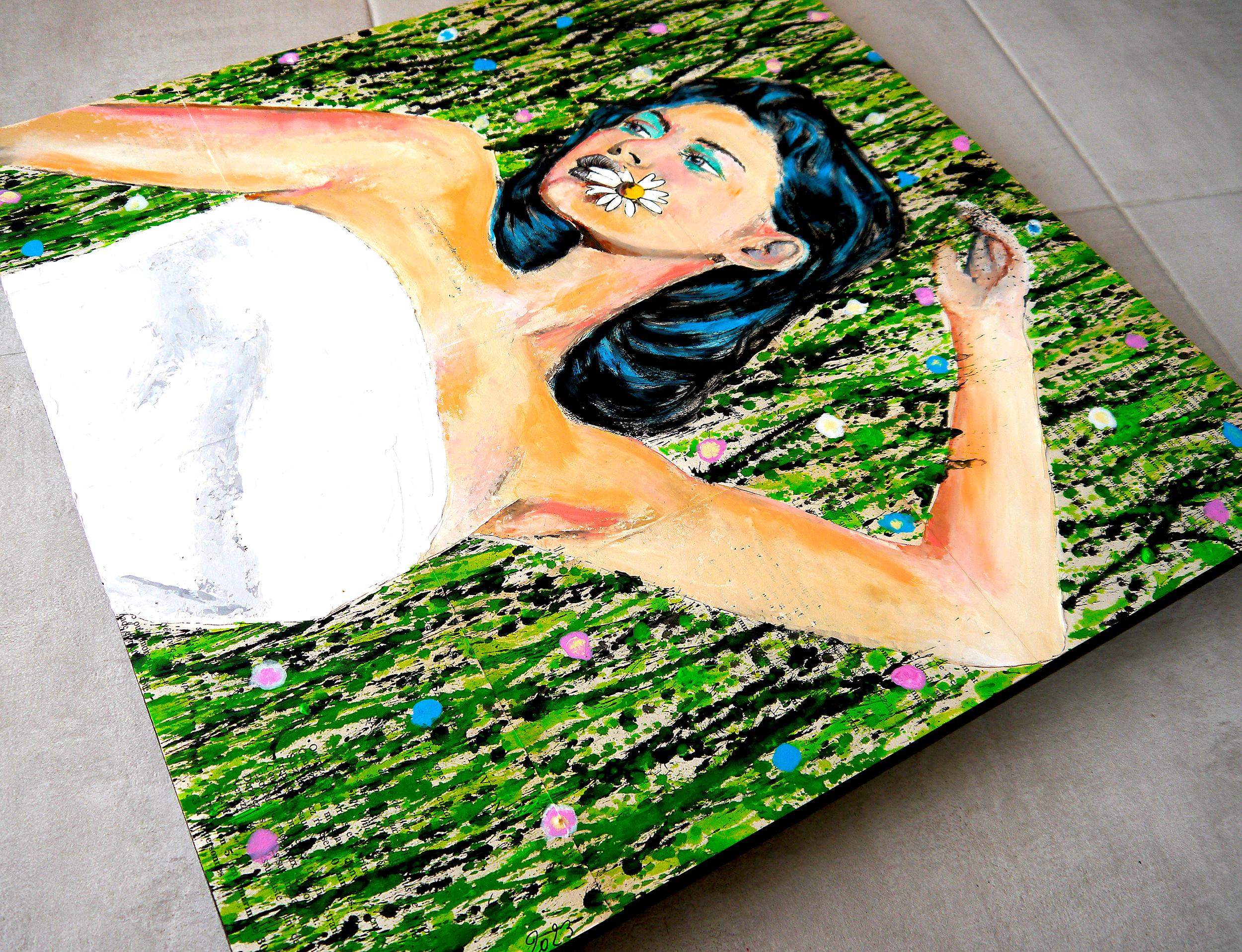 Ritratto La Dormante Scuola Francese Impressionista Pop 231 PRONTO DA APPENDERE in vendita 2
