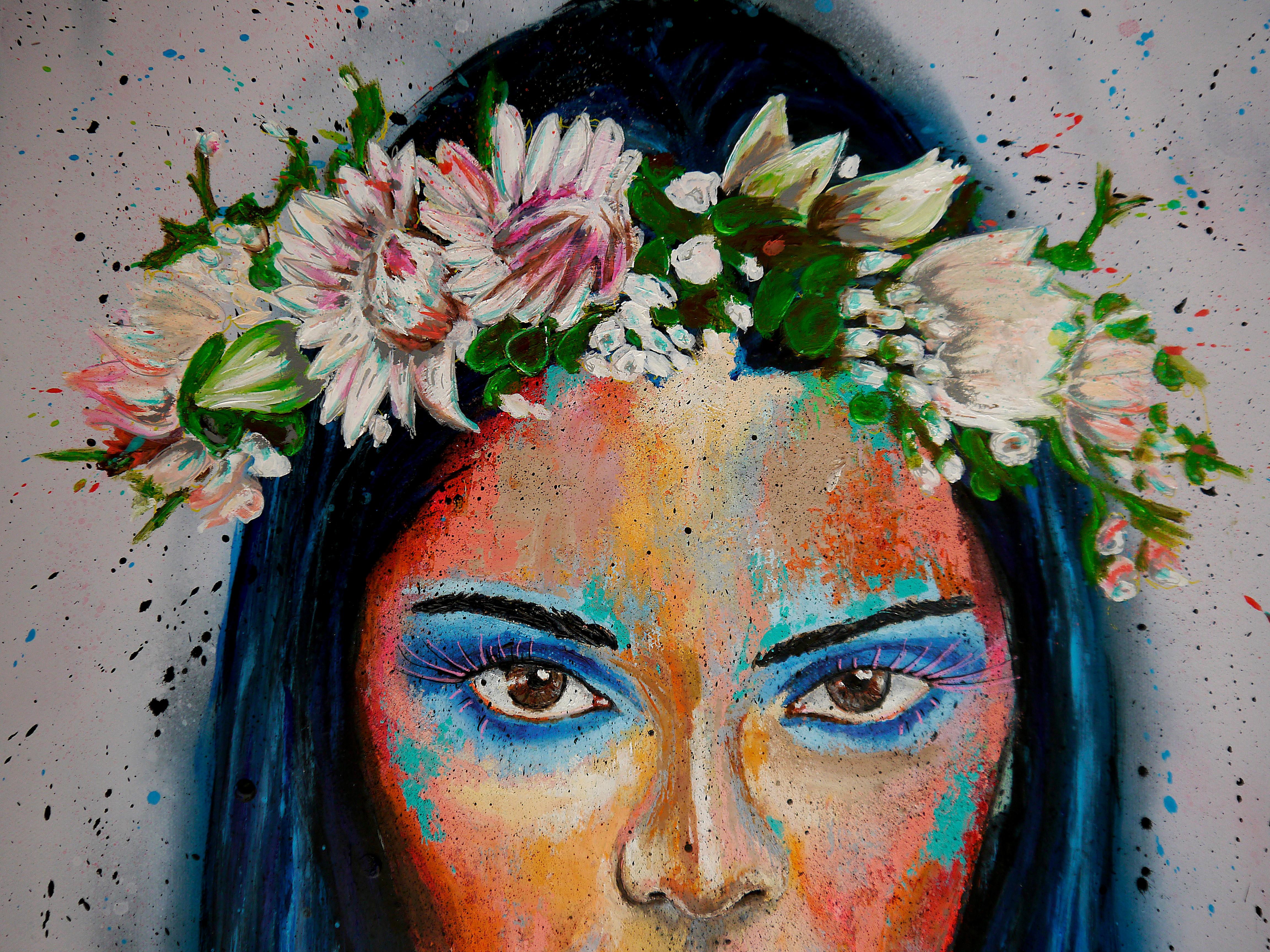 Ritratto PS 122 Yugen vivente 

Ritratto di una donna dai capelli blu con una corona di fiori.

Tecnica: olio, acrilici, vernice spray e inchiostro su tela 70x50cm ■■ 27,6x19,7inch

⏩》R E A D Y -- T O -- H&T《⏪⏪

🟢 → Opera originale firmata.