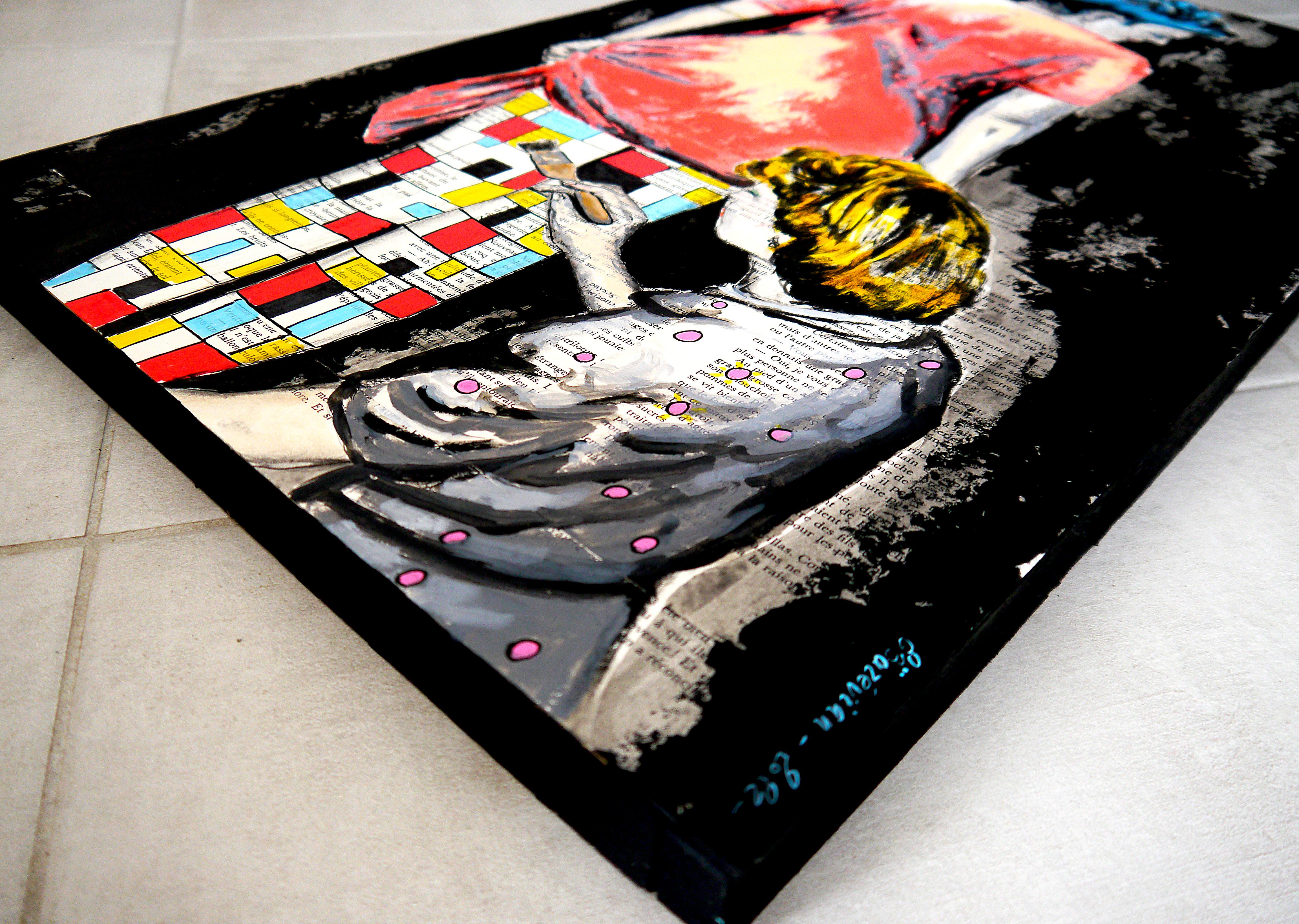 Portrait de Mondrian Stockings, école impressionniste française Pop 203 prêt à accrocher - Tonalisme Painting par bazevian