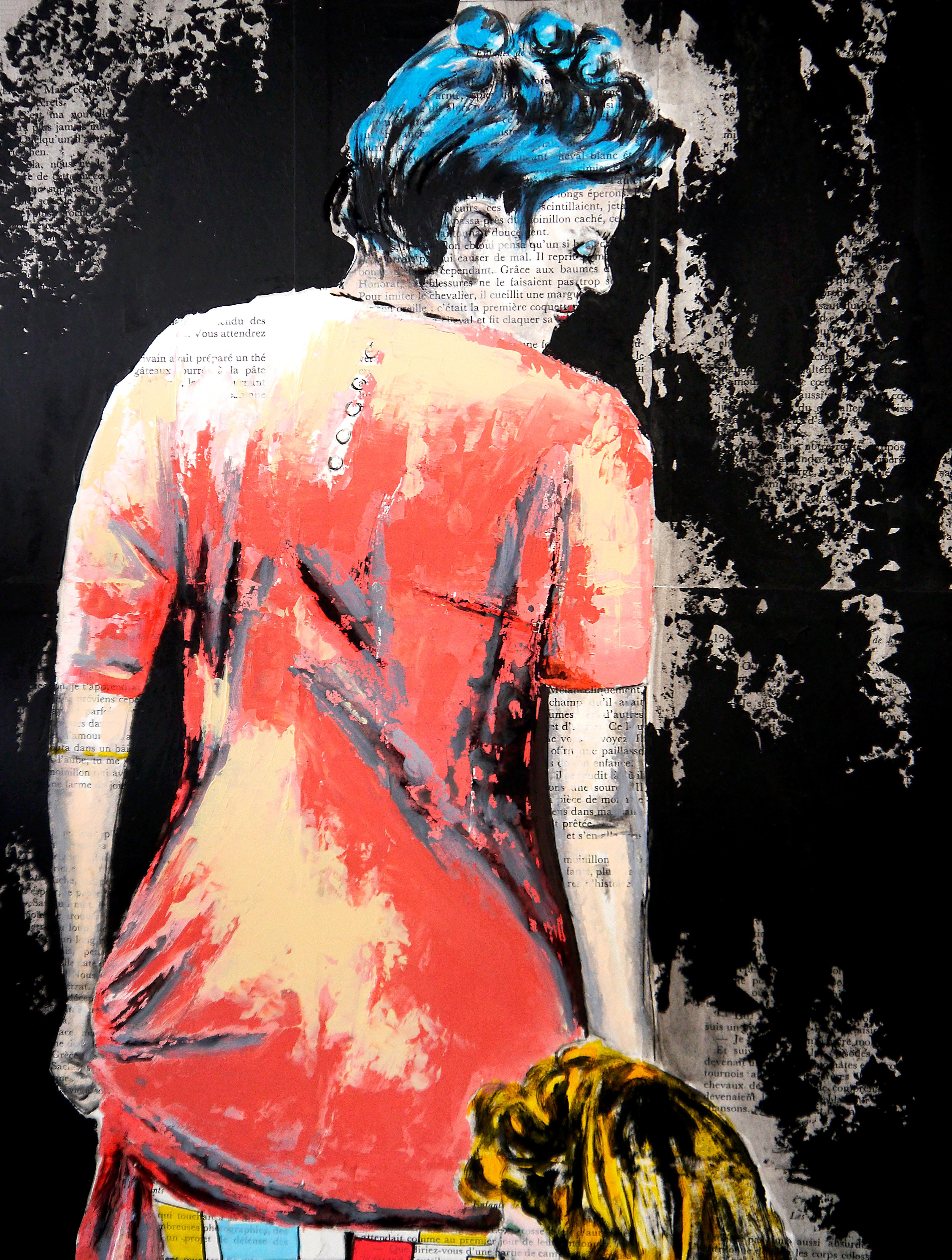 PS203 Bas Mondrian

Pendant la Seconde Guerre mondiale, les femmes avaient l'habitude de peindre sur leurs jambes la marque des bas. Extrapolation réalisée en peignant un motif de Mondrian.
Technique : huile, acrylique et encre sur pages de livres