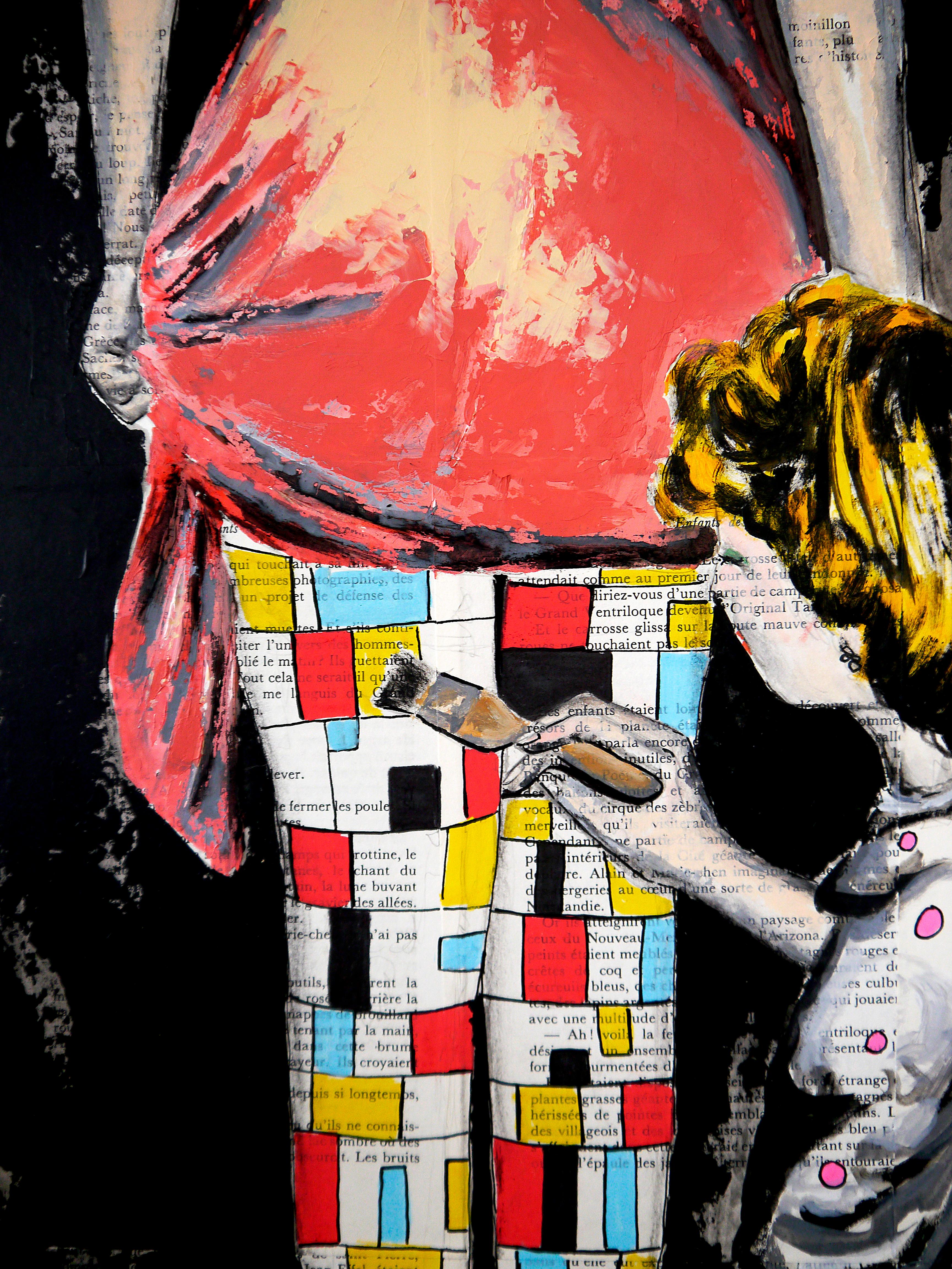 Portrait de Mondrian Stockings, école impressionniste française Pop 203 prêt à accrocher en vente 1