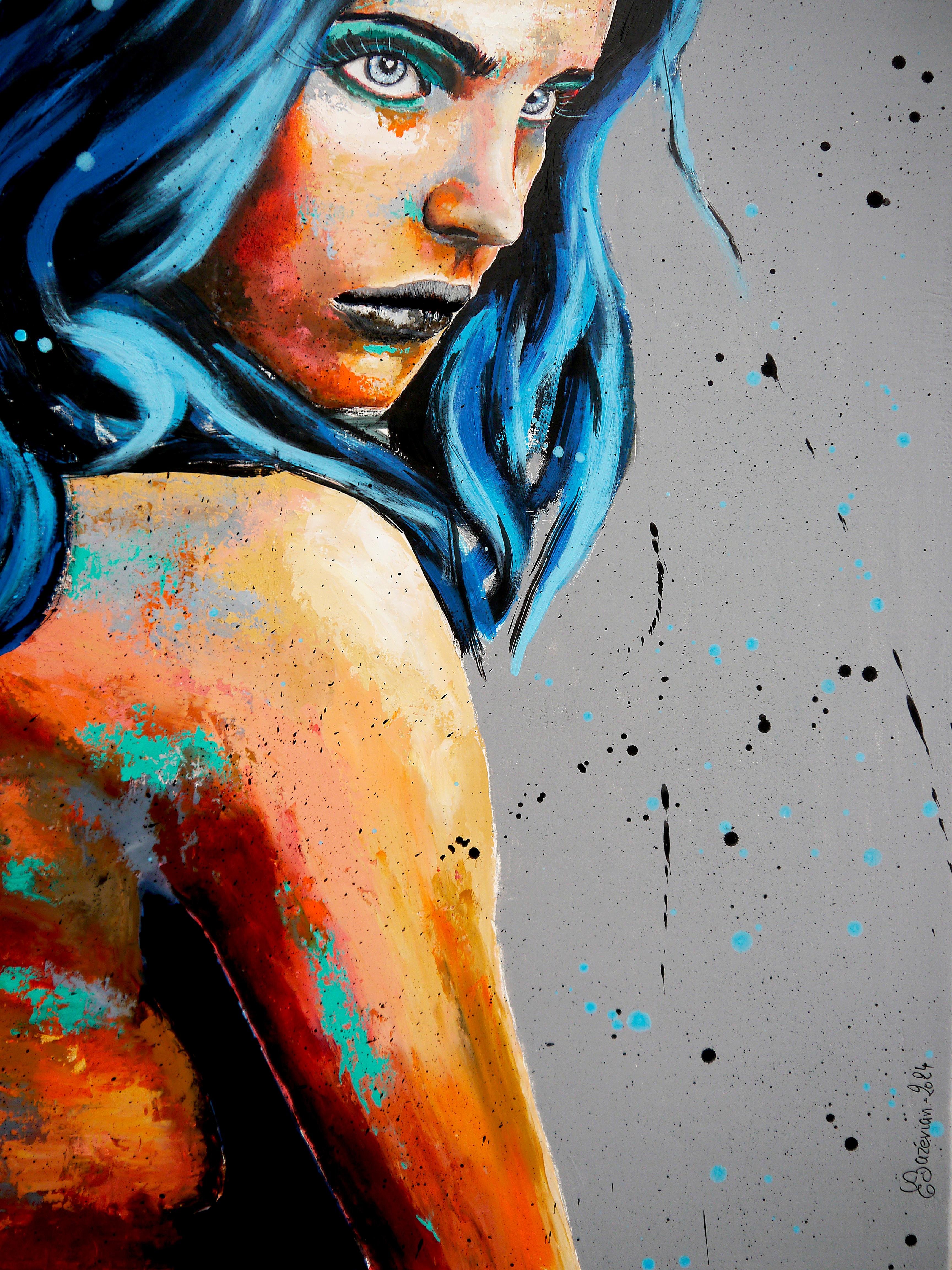 Grande ritratto di una donna indipendente con capelli blu, sguardo acuto e sguardo da killer

Tecnica: olio, acrilico, colla, inchiostro su tela tesa su un telaio di legno 100x81cm ■■ 39,4 x31,9 pollici


⏩》R E A D Y -- T O -- H&T《⏪⏪

🟢 → Opera