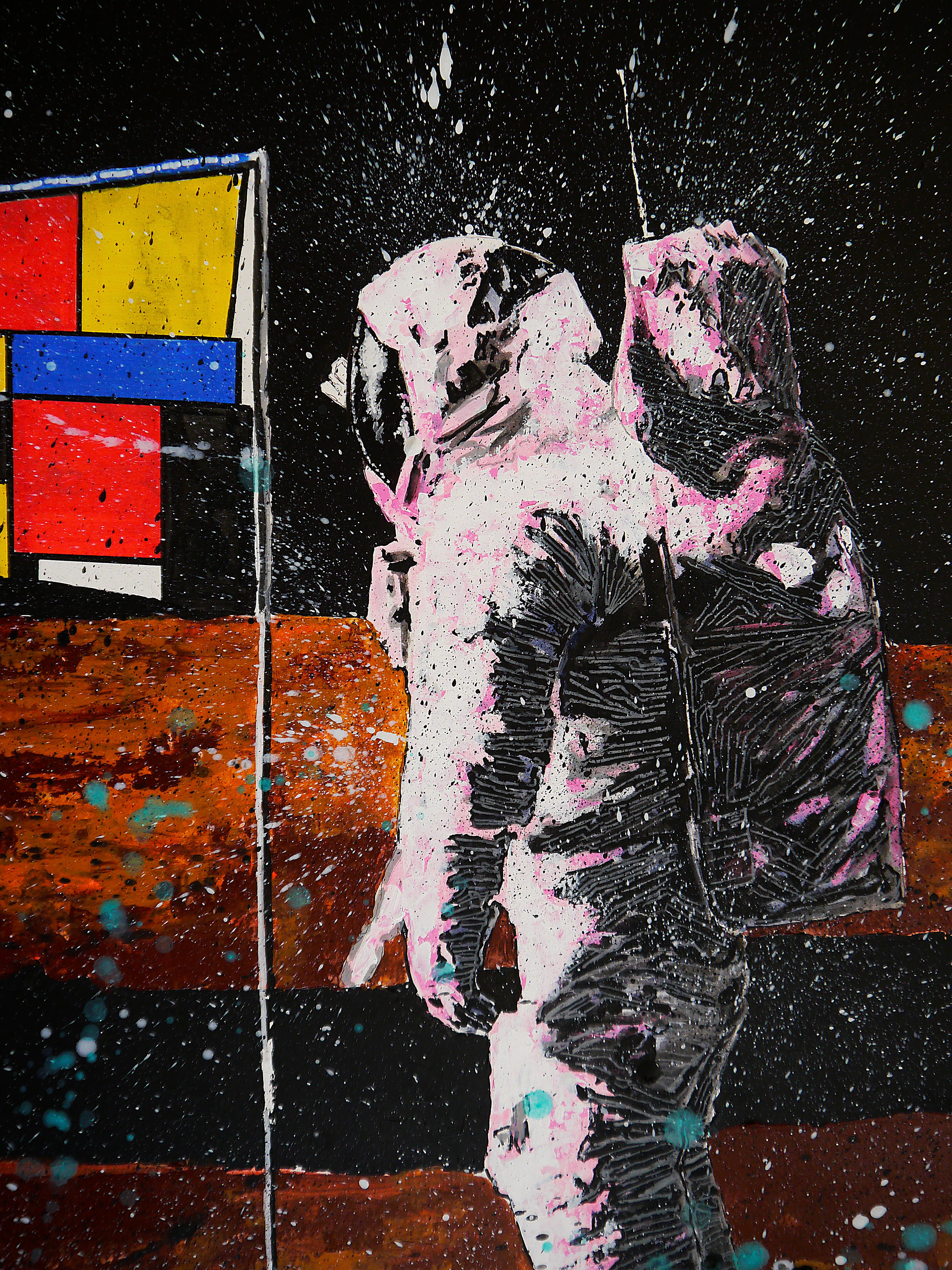 A Space Apollo Mondrian  École française impressionniste Pop - Painting de bazevian