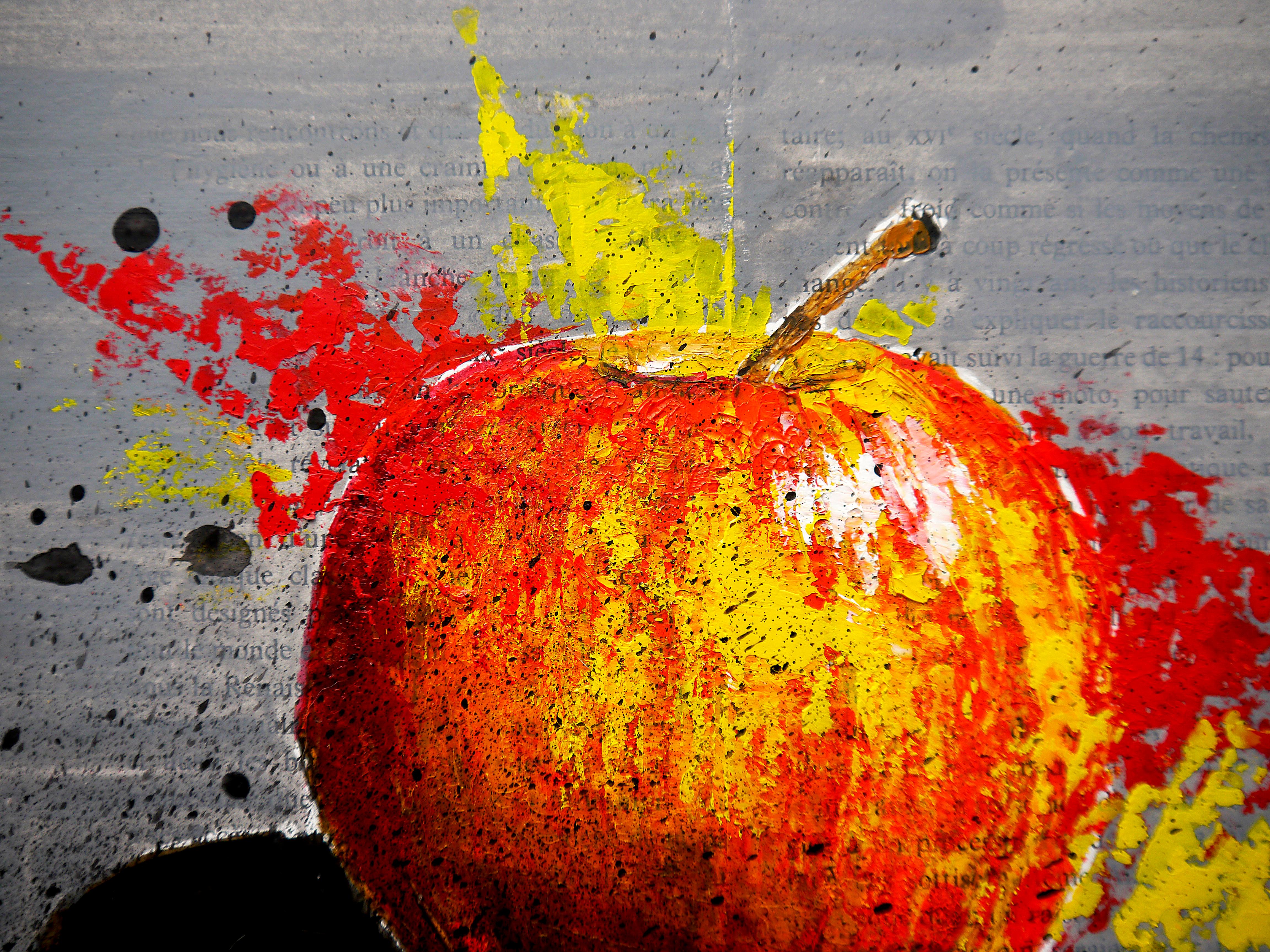 Natura morta  - SCUOLA FRANCESE - Apple Starwars Chut les Barbizons! - Painting di bazevian