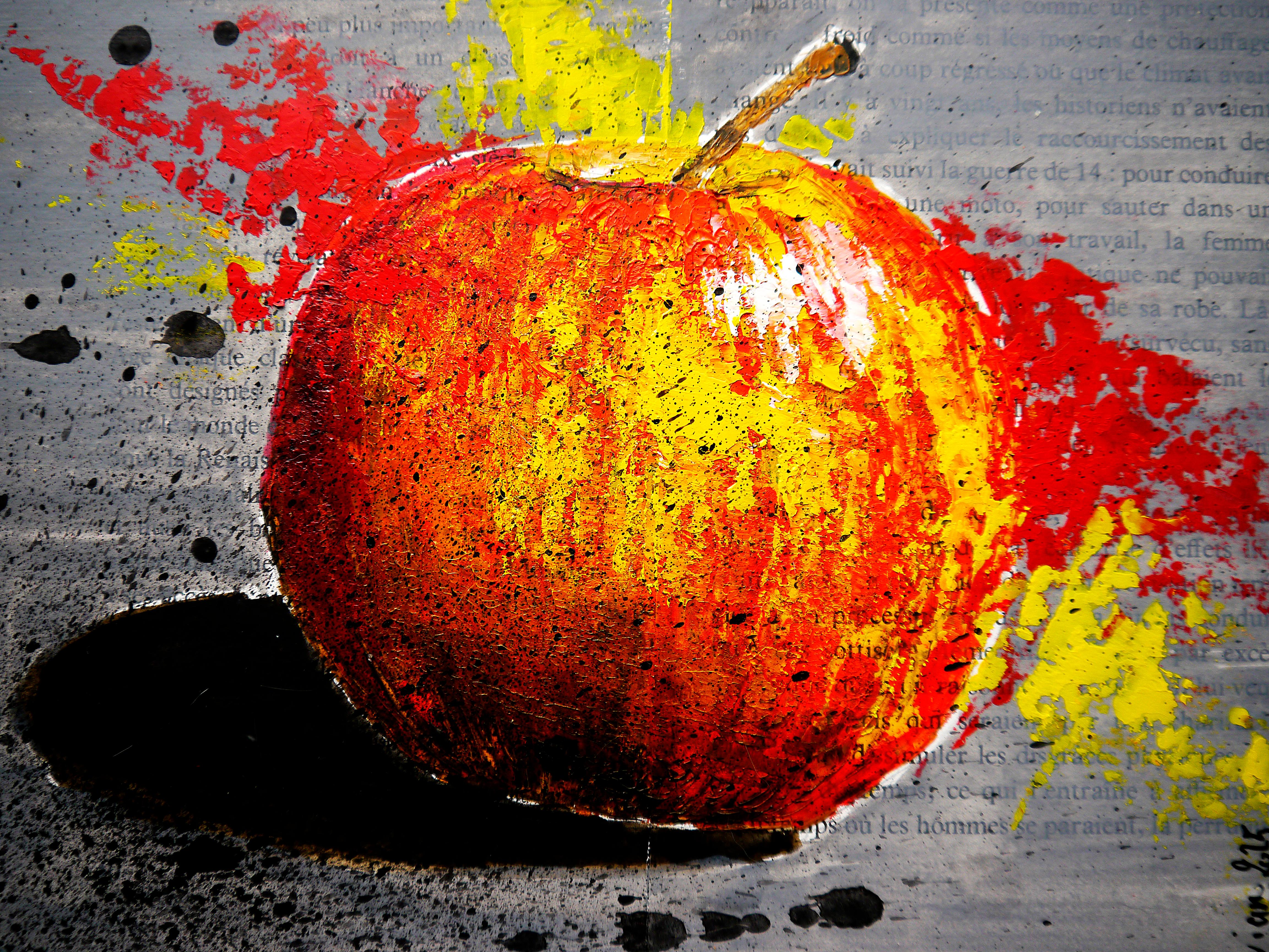 Natura morta  - SCUOLA FRANCESE - Apple Starwars Chut les Barbizons! - Figurative Painting Marrone di bazevian