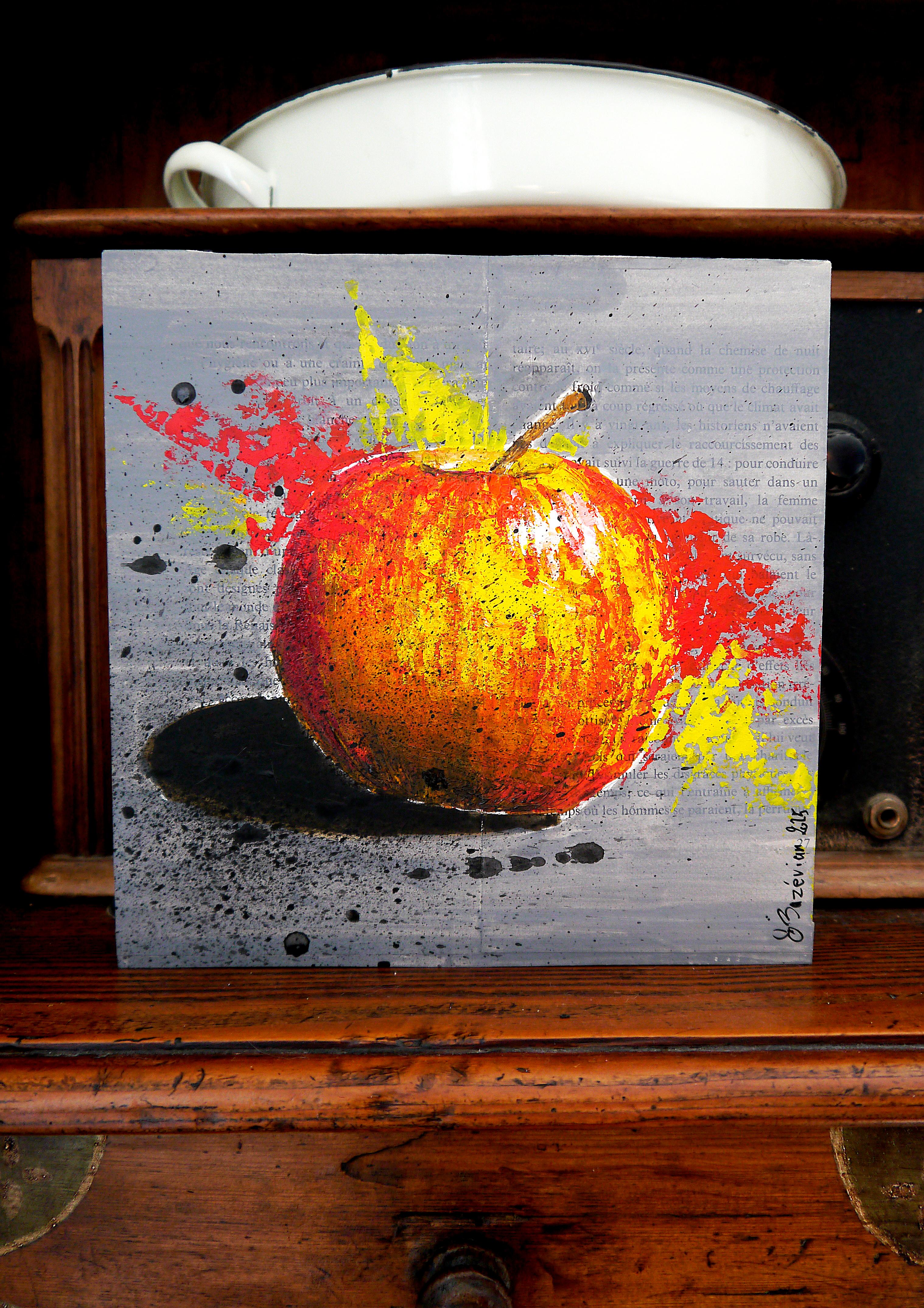 Natura morta  - SCUOLA FRANCESE - Apple Starwars Chut les Barbizons! in vendita 1
