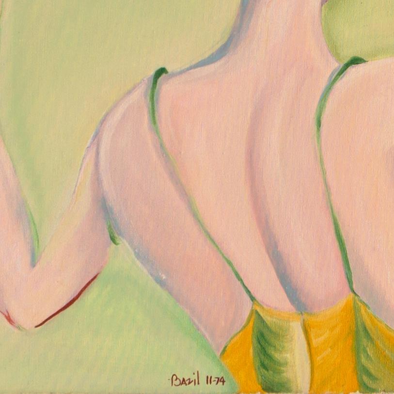 'Eros & Jazz', Large Post Impressionist Figural Oil, Beat Movement, Music, Roses - Painting by Bazil